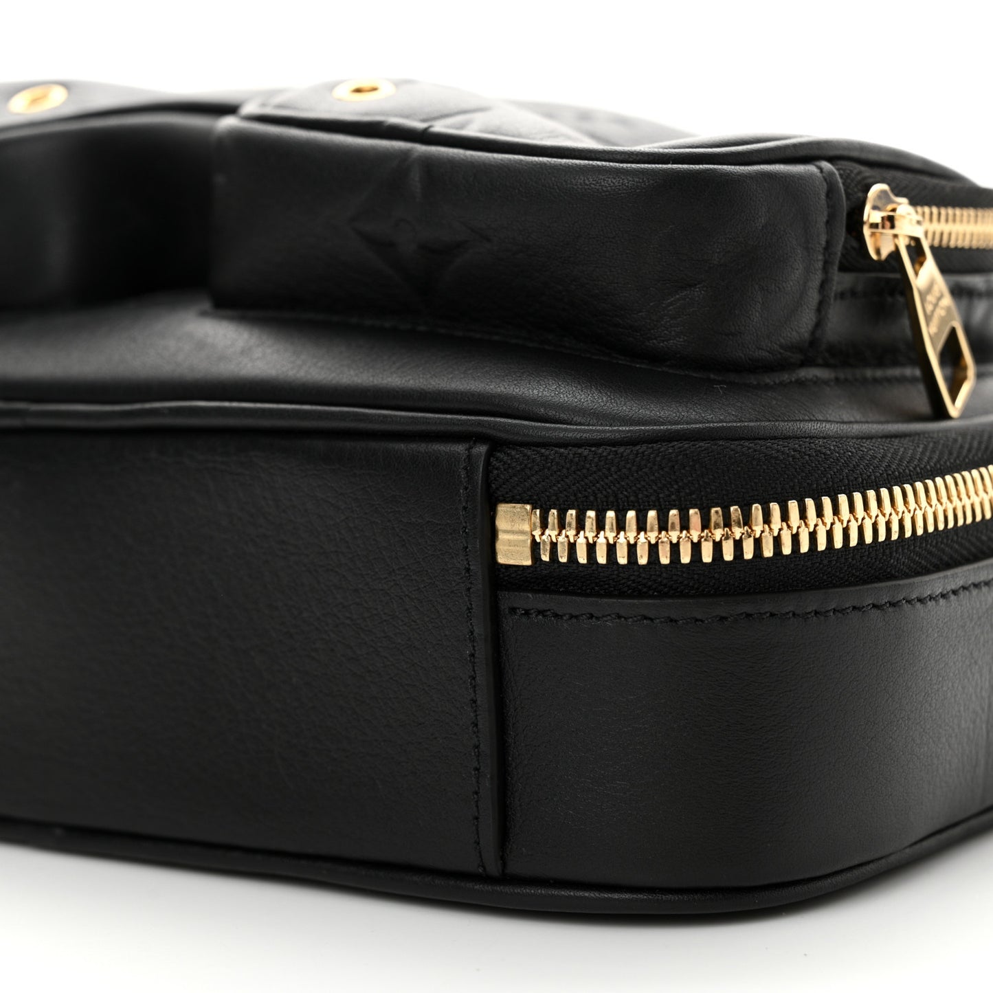 Calfskin Monogram Embossed Utility Crossbody Black