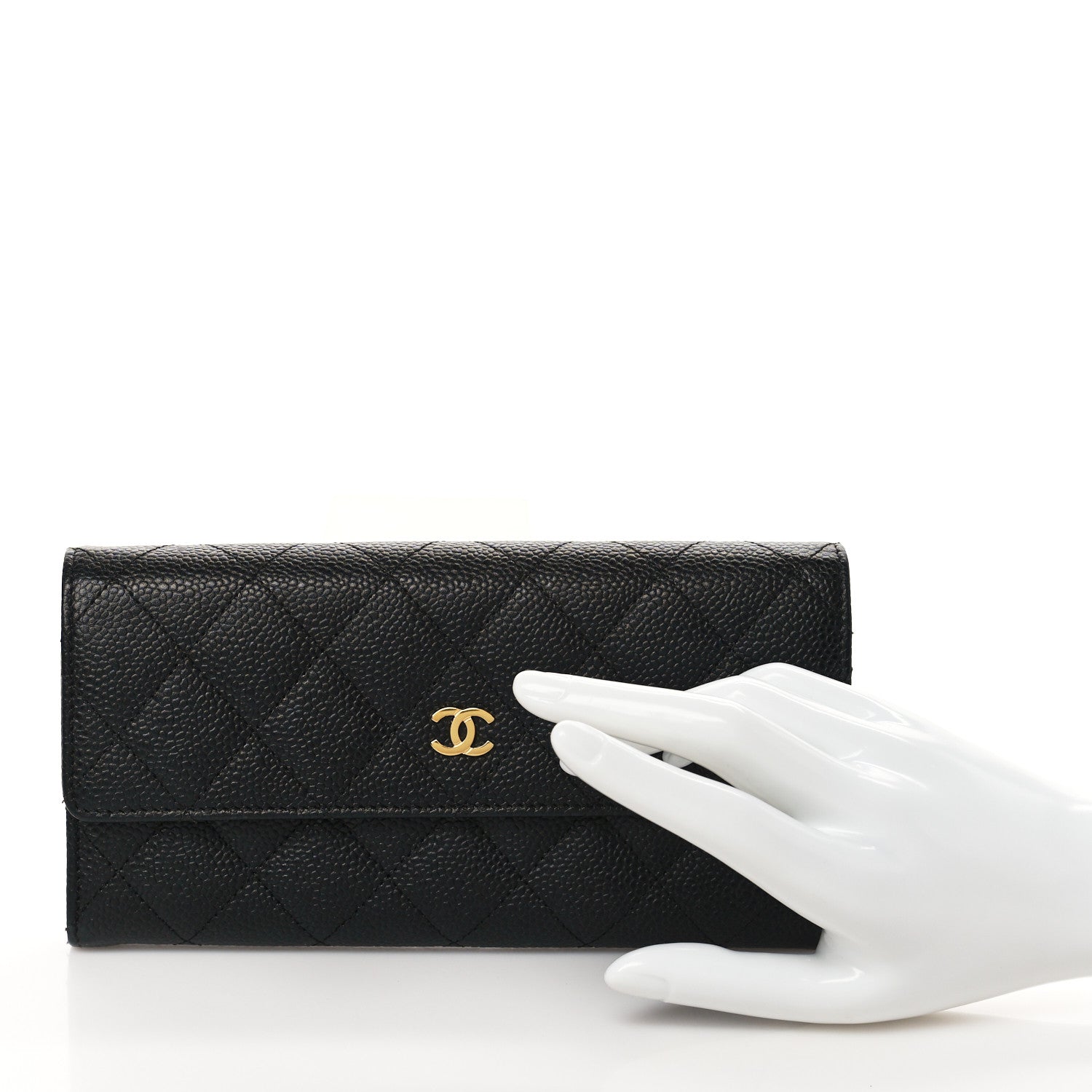 Chanel Caviar Quilted Large Gusset Flap Wallet Black 2 of 7