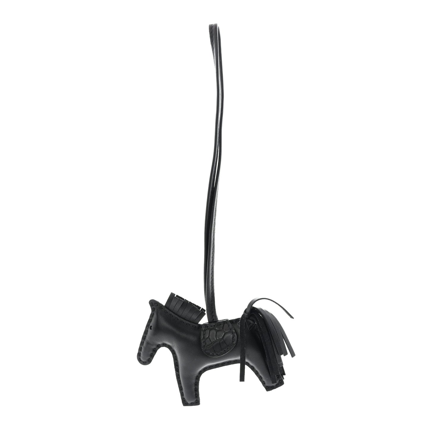 Milo Lambskin Matte Alligator Touch Grigri Rodeo Horse Bag Charm PM So Black