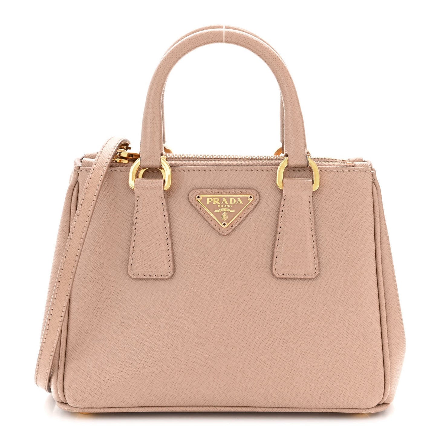 Saffiano Lux Micro Galleria Double Zip Tote Cammeo