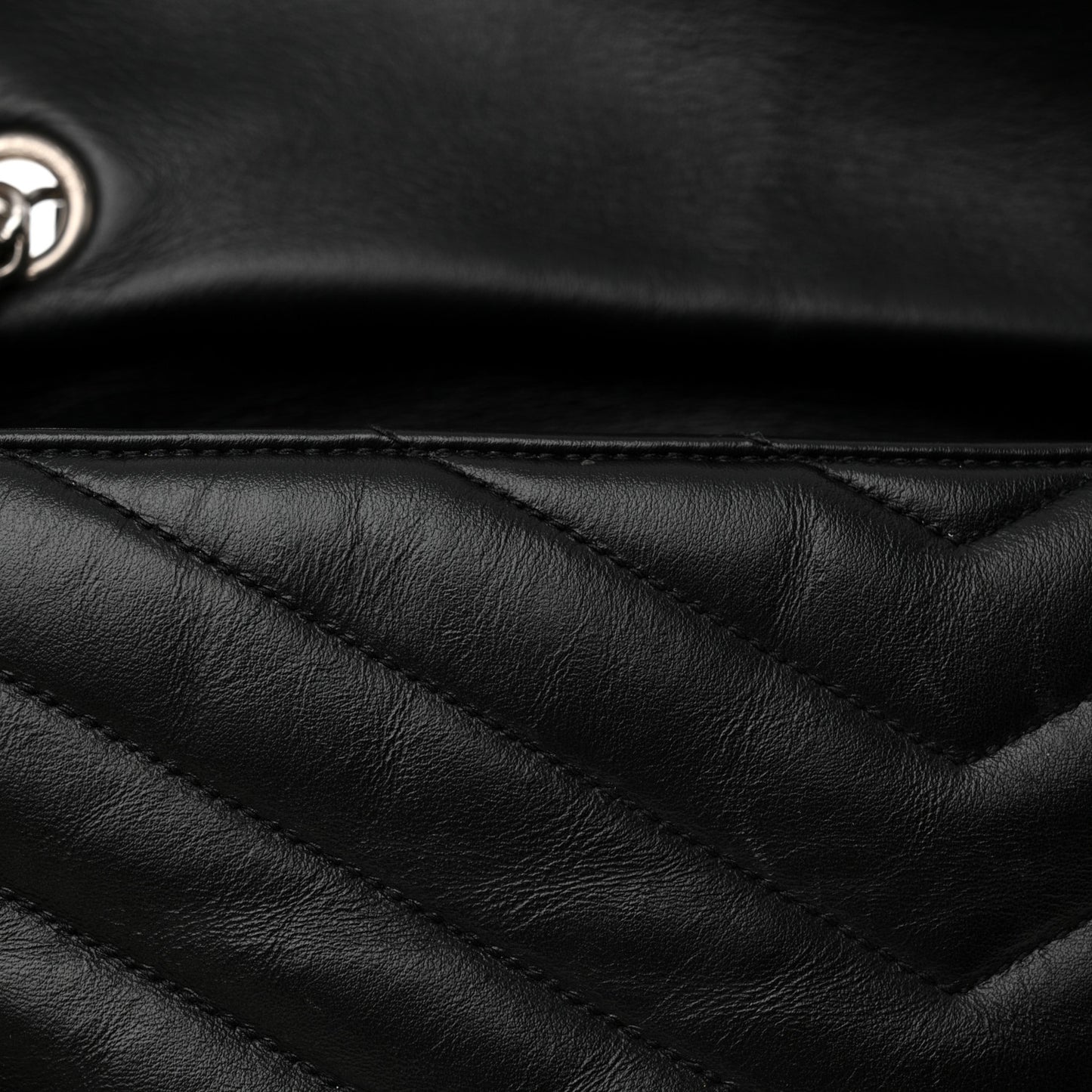 Calfskin Y Quilted Monogram Large Loulou Chain Satchel Black