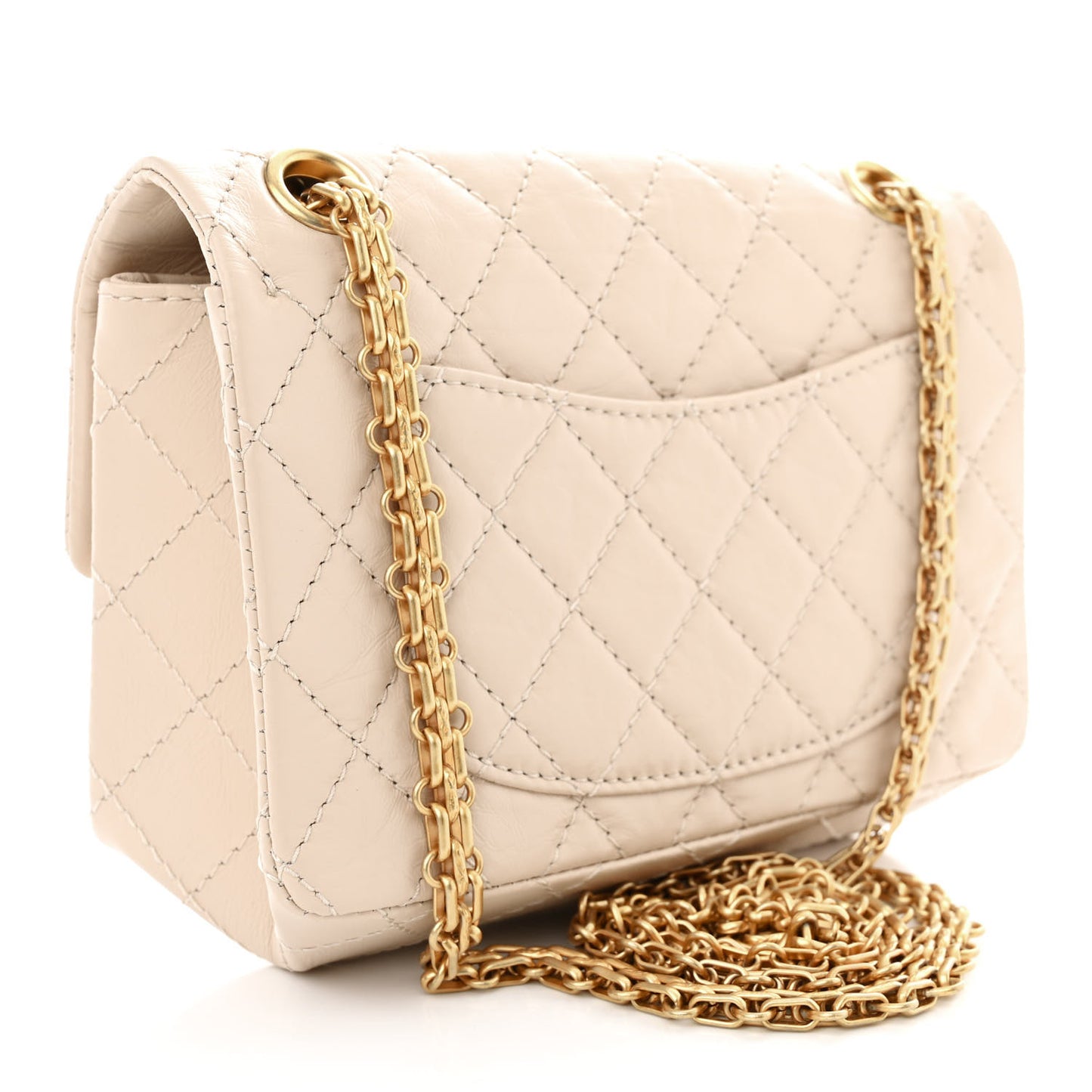 Aged Calfskin Quilted 2.55 Reissue Mini Flap Ecru