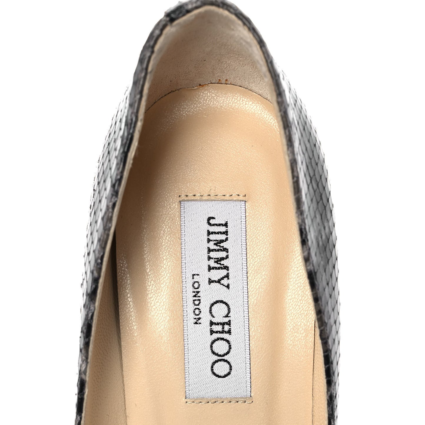 Calfskin Snake Print Pumps 38 Grey