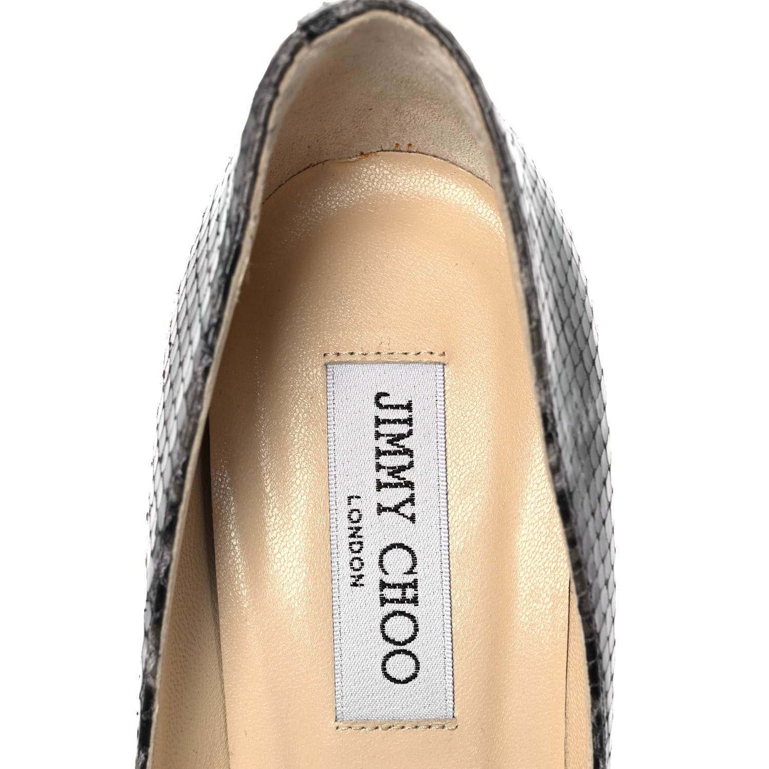 Jimmy Choo Calfskin Snake Print Pumps 38 Grey 7 of 8