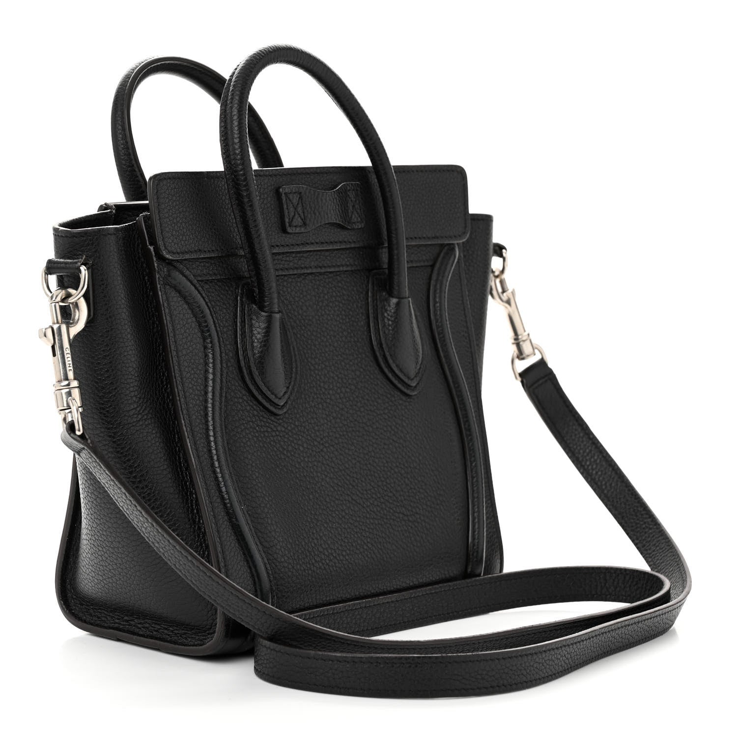 Celine Drummed Calfskin Nano Luggage Black 3 of 12