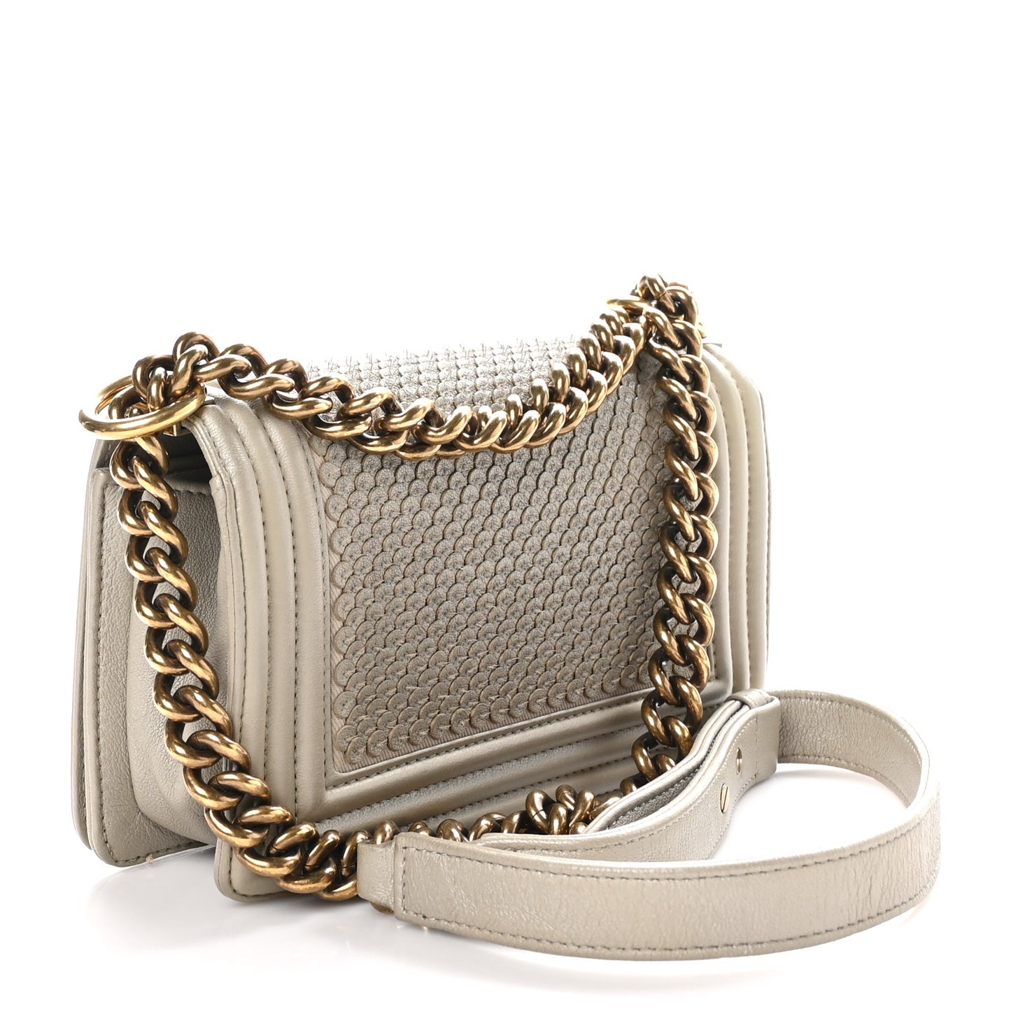 Lambskin Small Scaled Boy Flap Gold