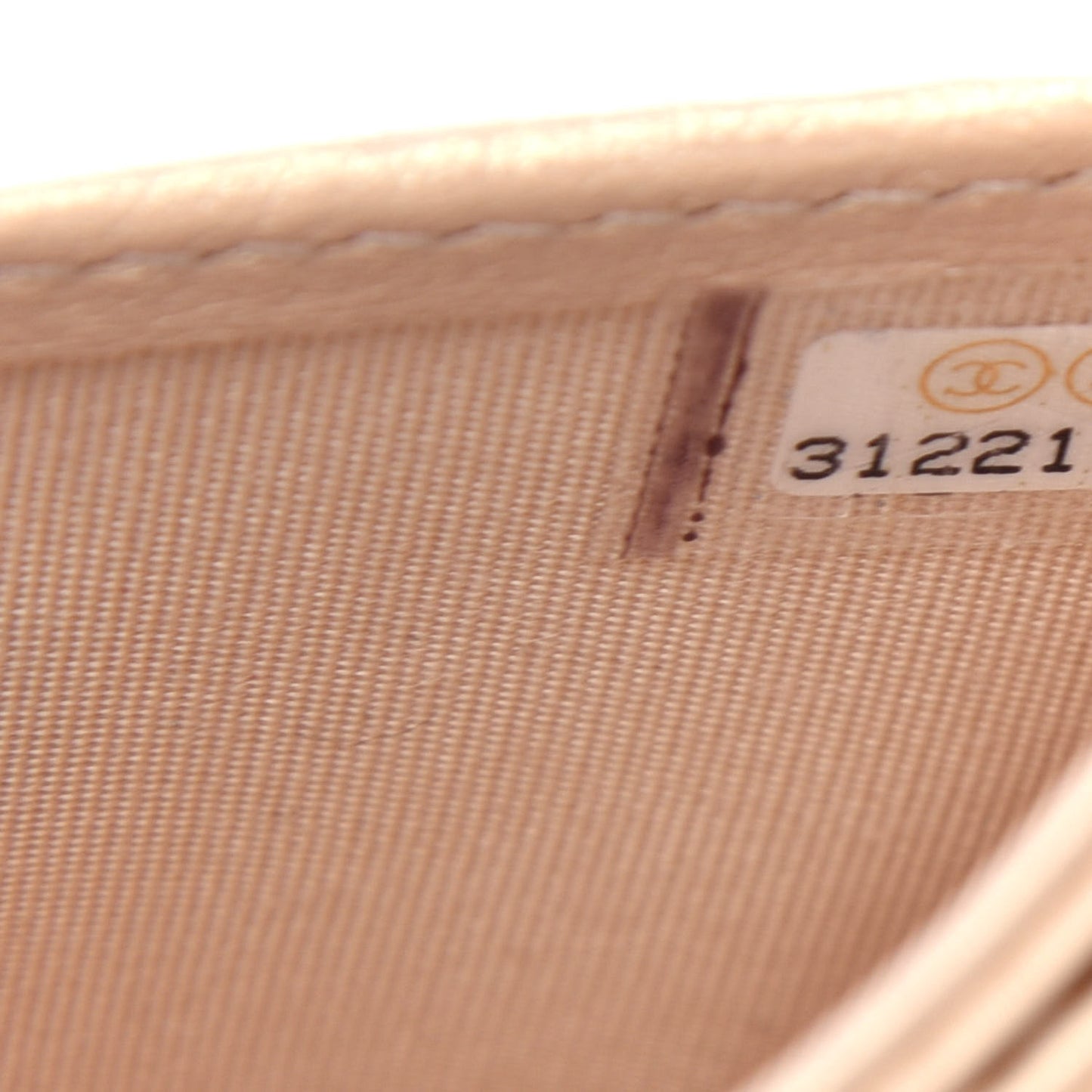 Iridescent Calfskin Quilted Card Holder Beige