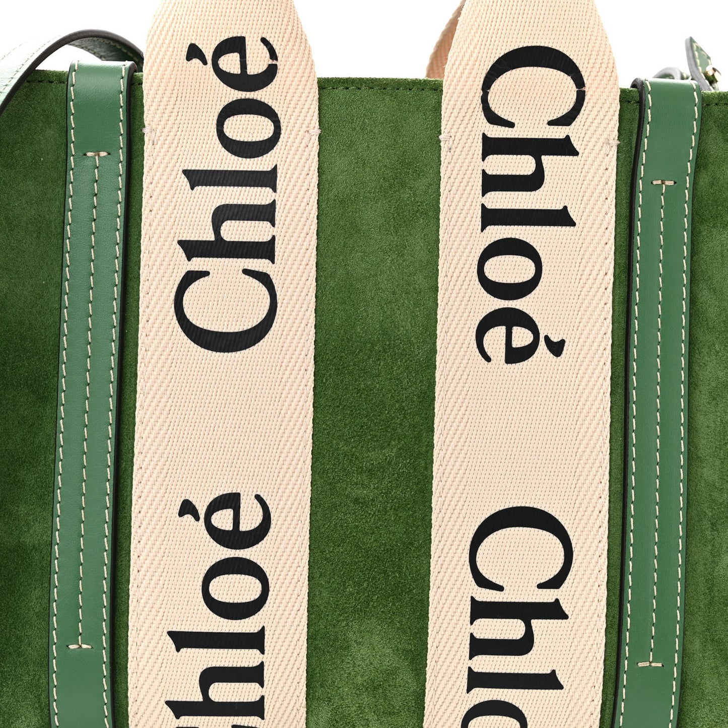 Suede Calfskin Small Woody Ribbon Tote Bright Green
