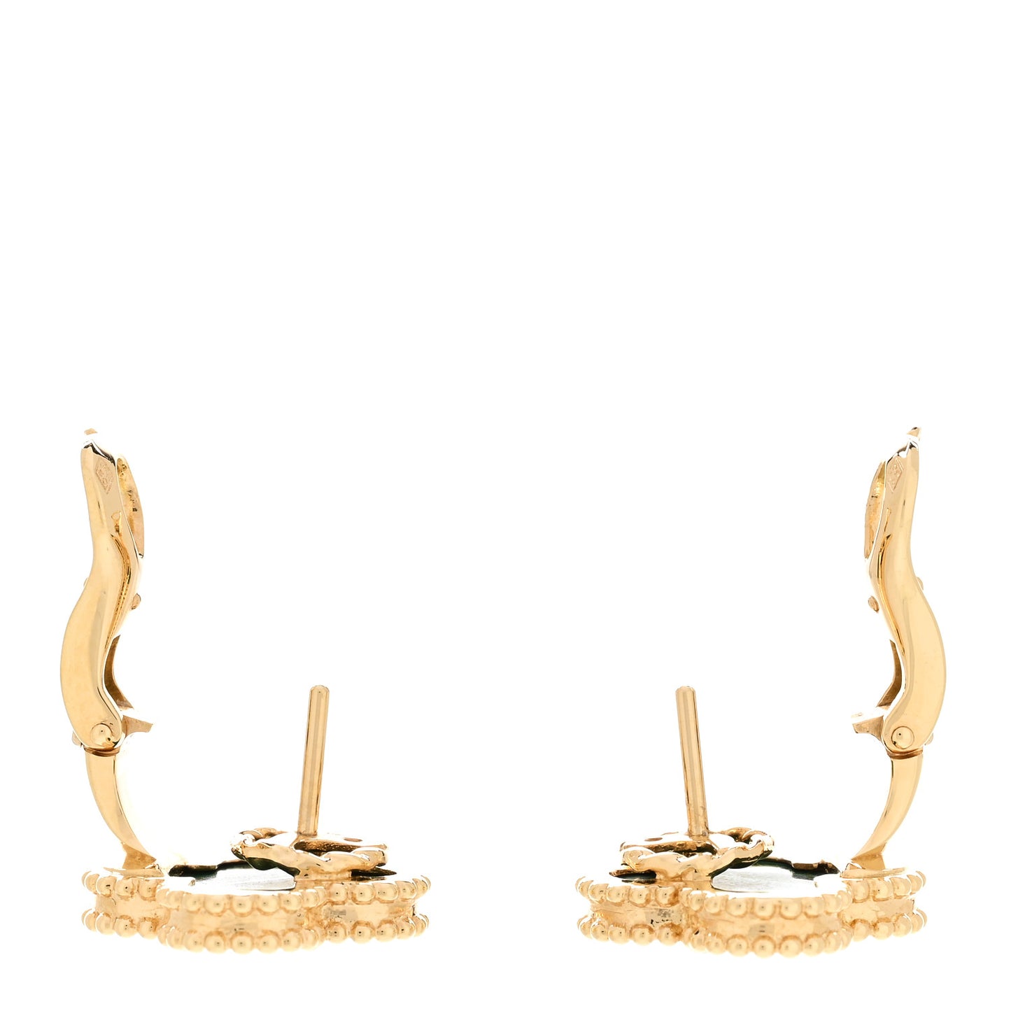 18K Yellow Gold Malachite Vintage Alhambra Earrings