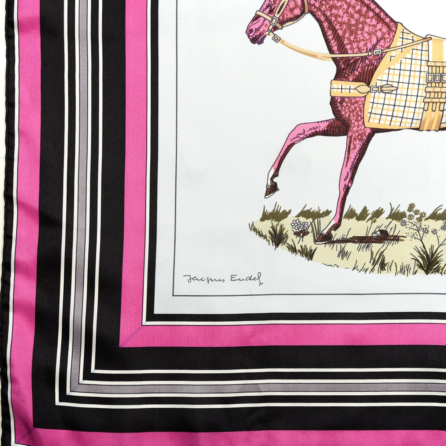 Silk Couvertures Et Tenues de Jour Scarf 140 Gris Perle Fuchsia Black