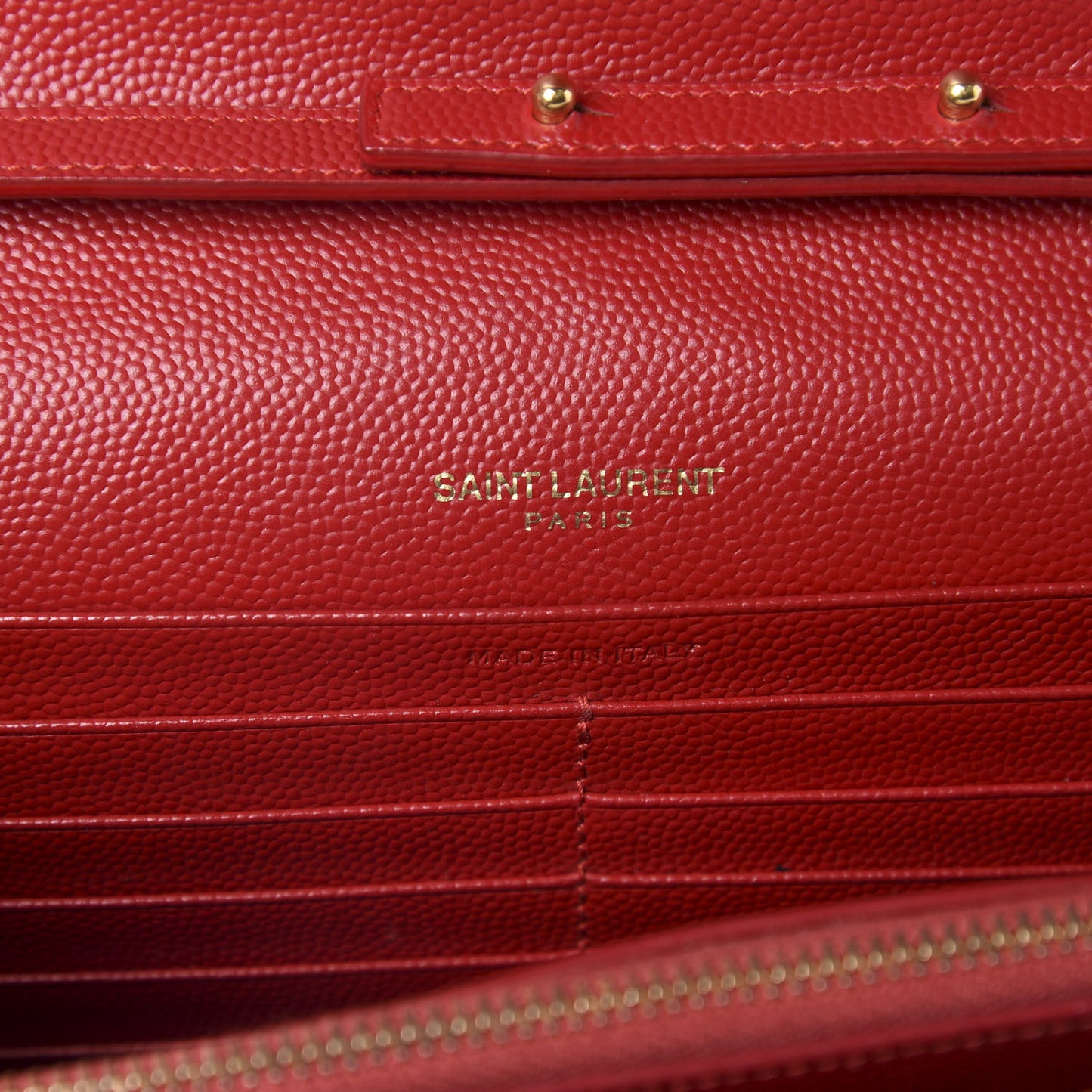 Grain De Poudre Matelasse Chevron Monogram Chain Wallet Red
