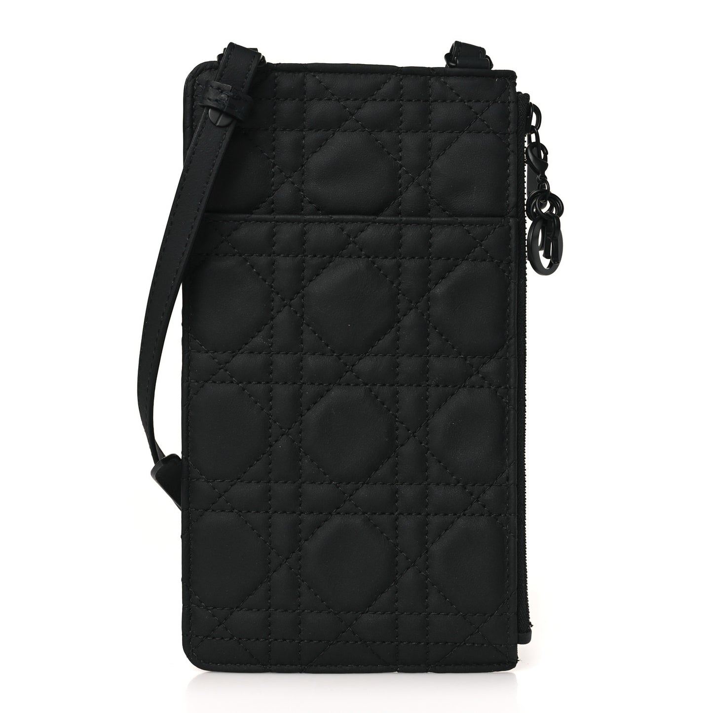 Ultra Matte Calfskin Lady Dior Long Wallet With Strap Black