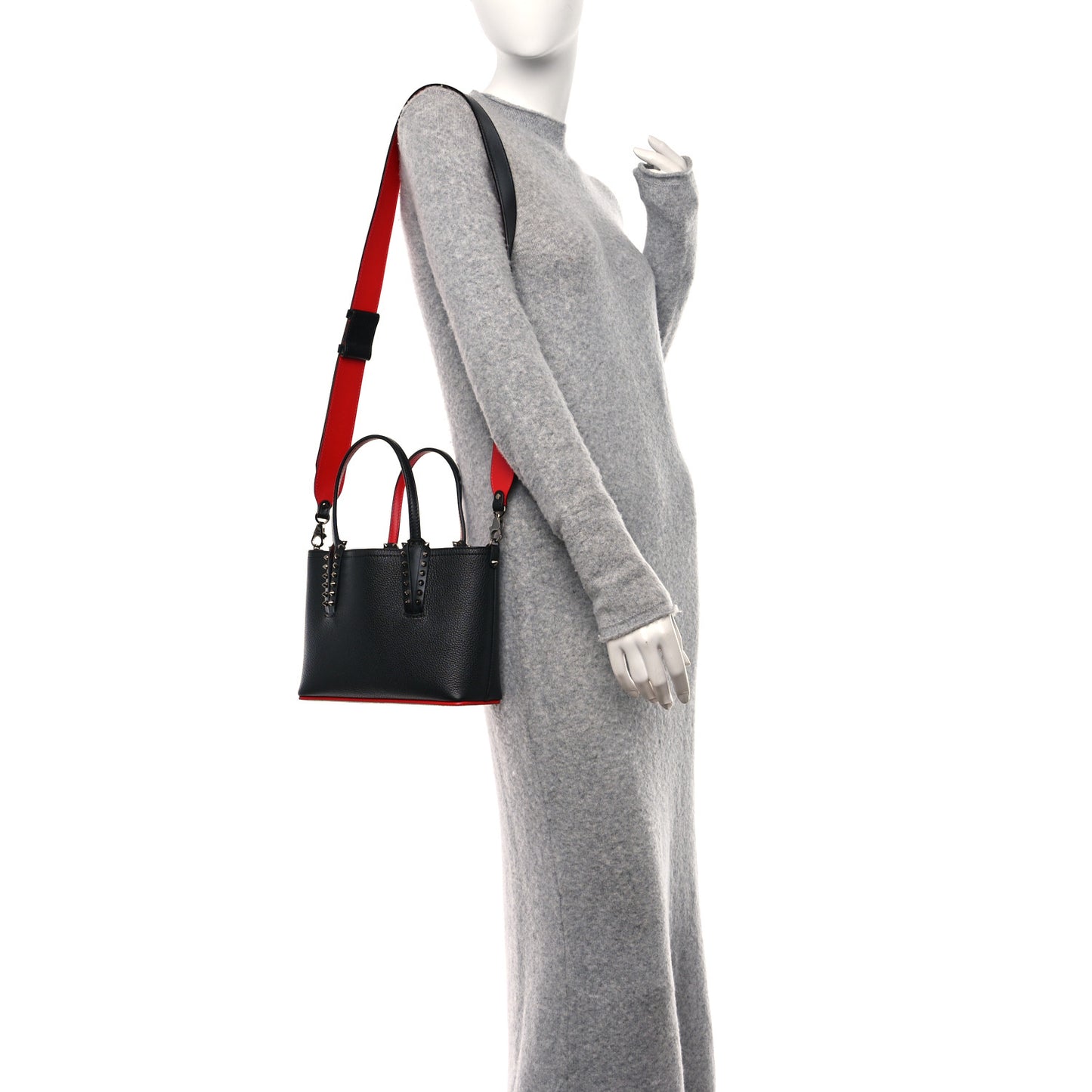Calfskin Spikes Mini East West Cabata Tote Black