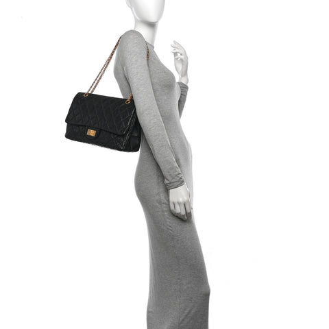 Aged Calfskin Quilted 2.55 Reissue 227 Flap Black