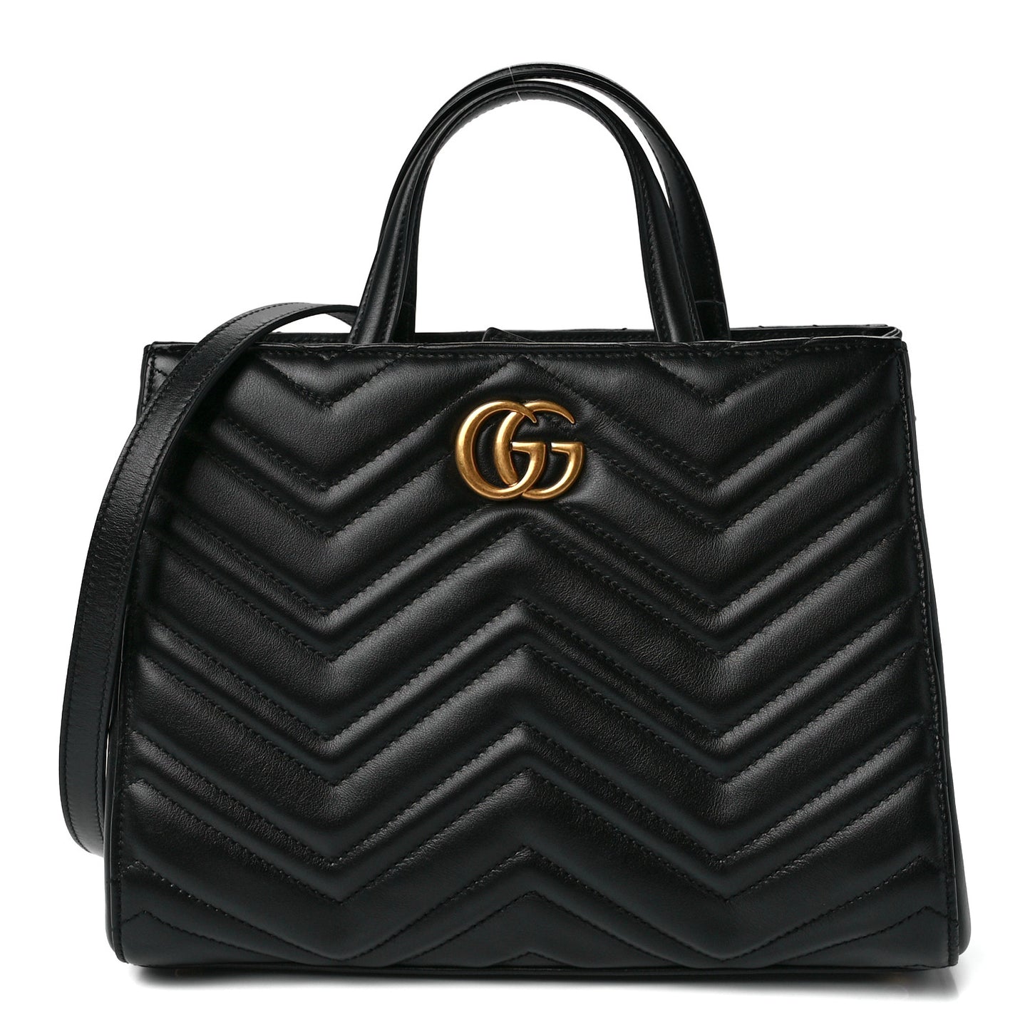 Calfskin Matelasse Small GG Marmont Tote Black