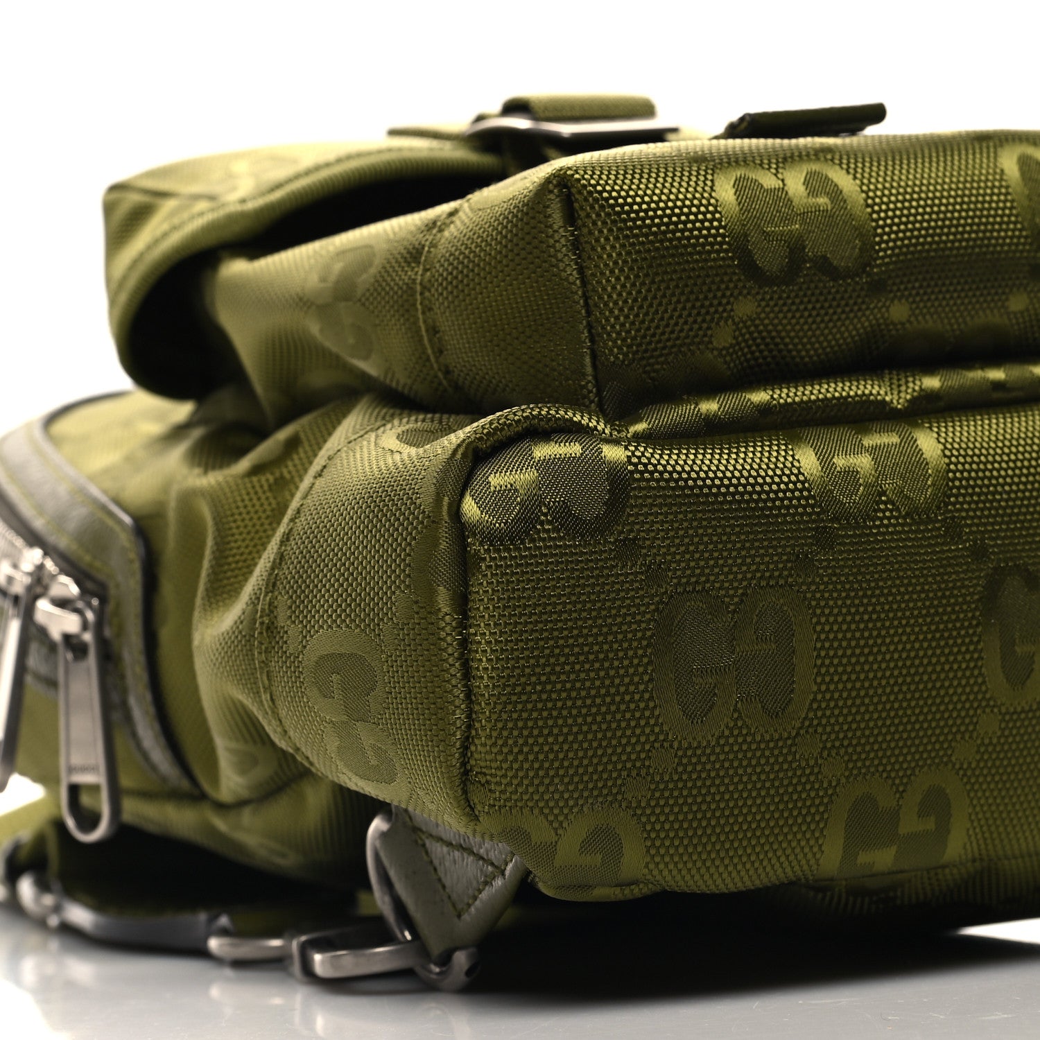 Gucci Econyl Nylon Monogram Off The Grid Sling Backpack Juniper Green 9 of 11