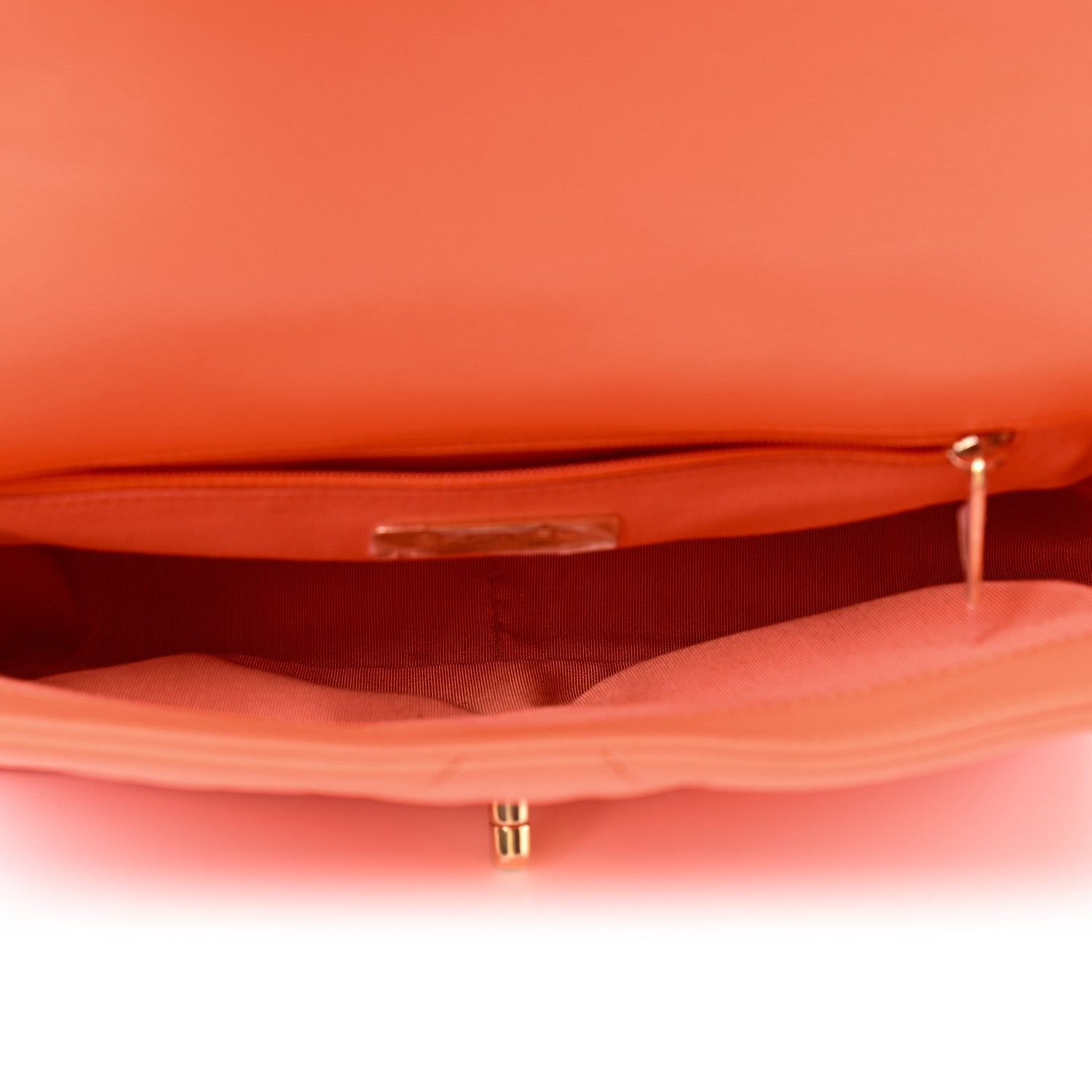 Chanel Goatskin Quilted Medium Chanel 19 Flap Orange 5 of 9