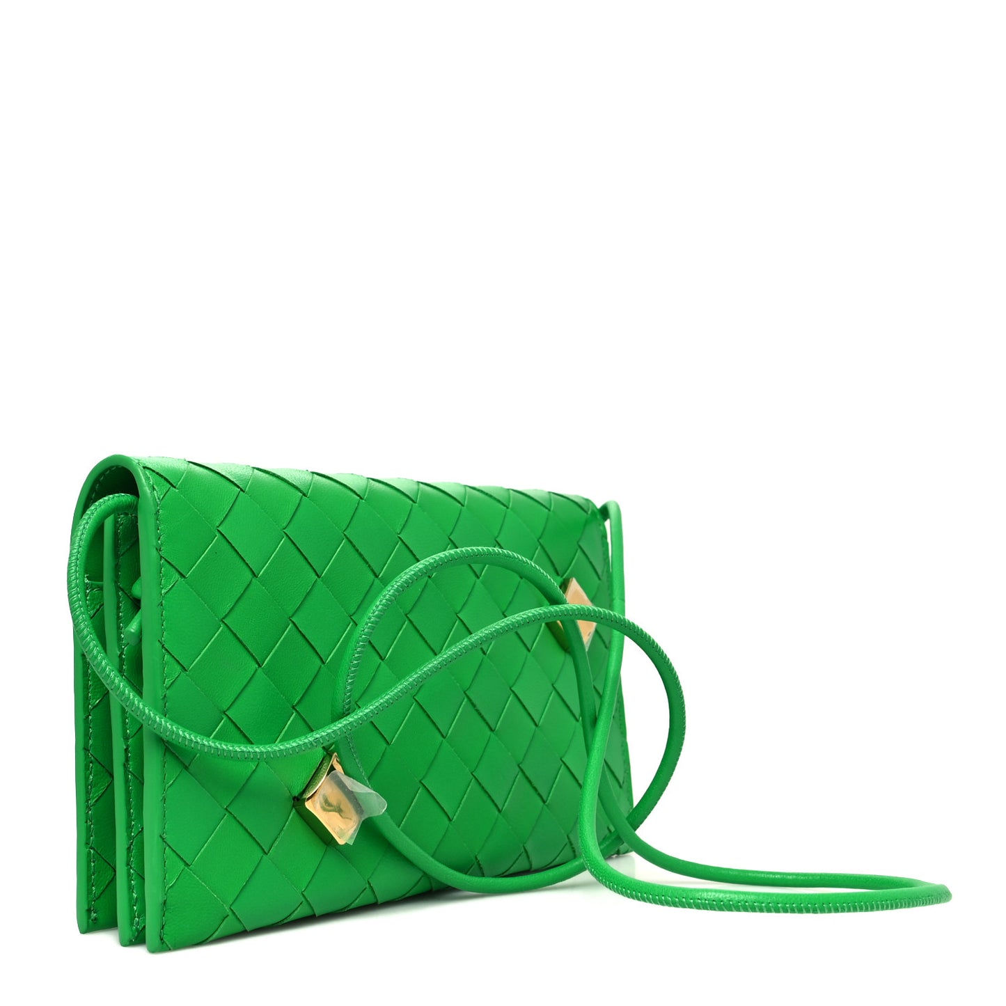Nappa Intrecciato Studded Wallet On Strap Parakeet