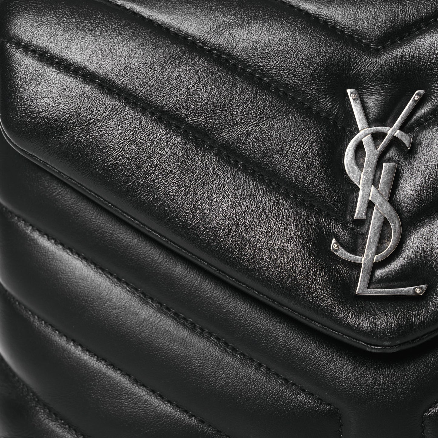 Calfskin Y Quilted Monogram Small Loulou Chain Satchel Black