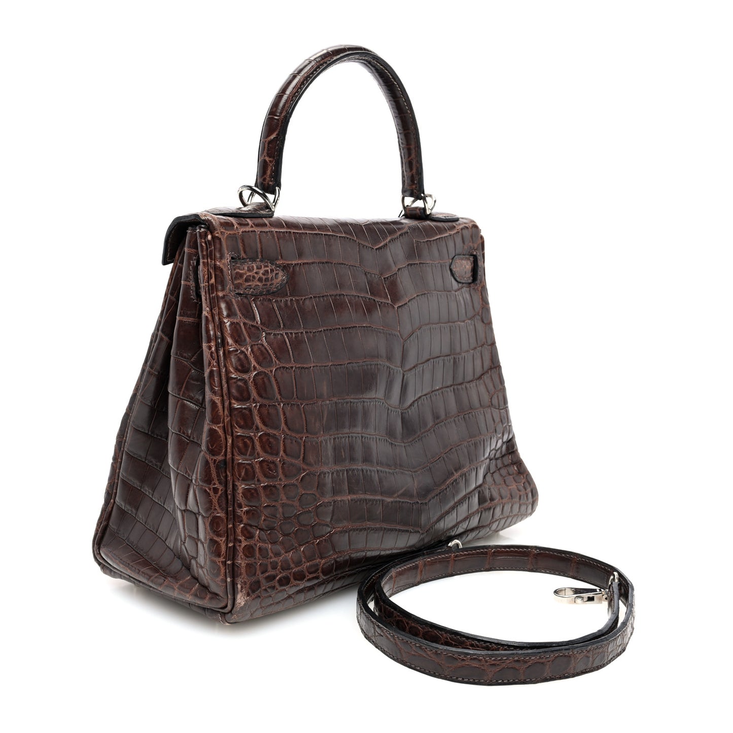 Matte Niloticus Crocodile Kelly Retourne 28 Havane