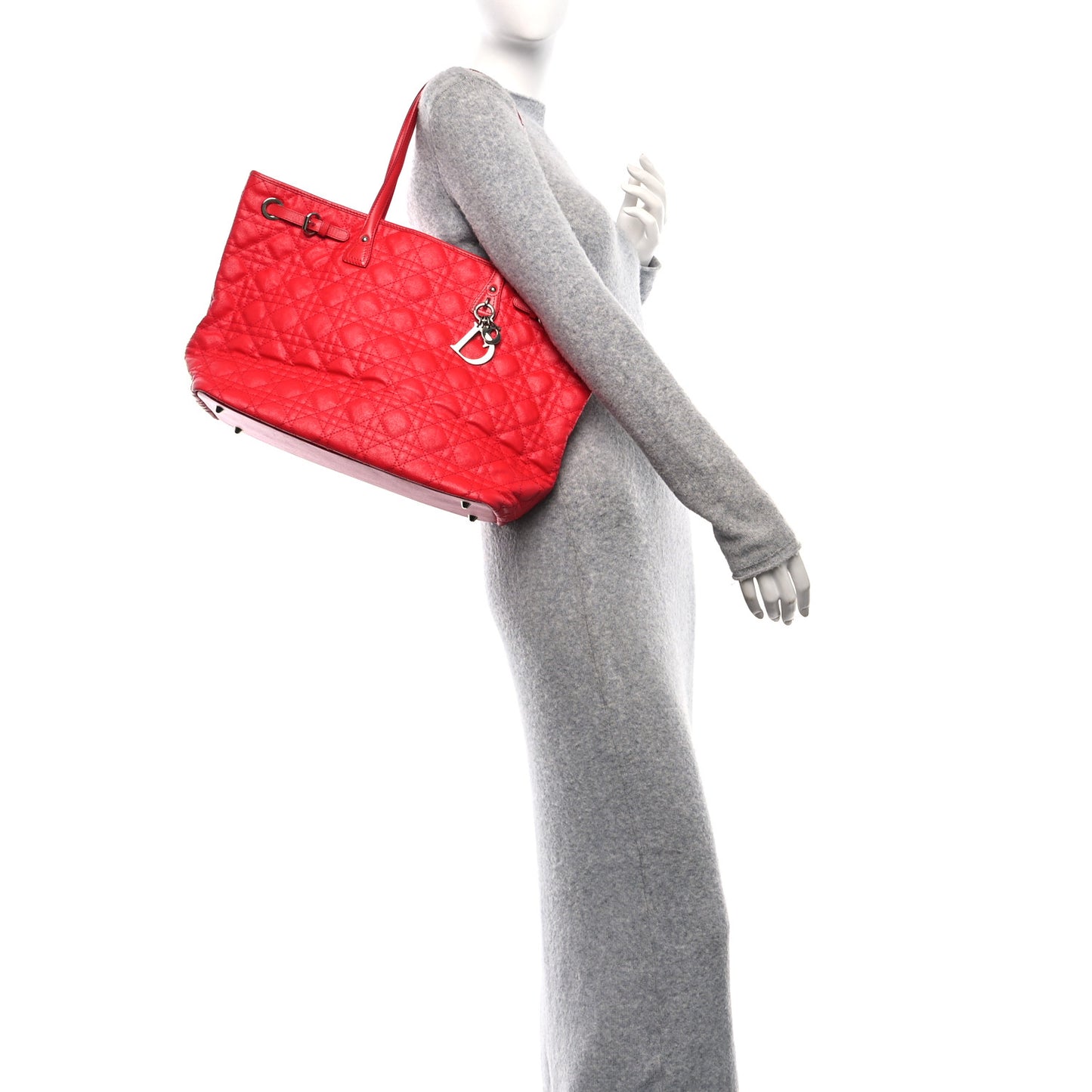 Coated Canvas Cannage Medium Panarea Tote Red