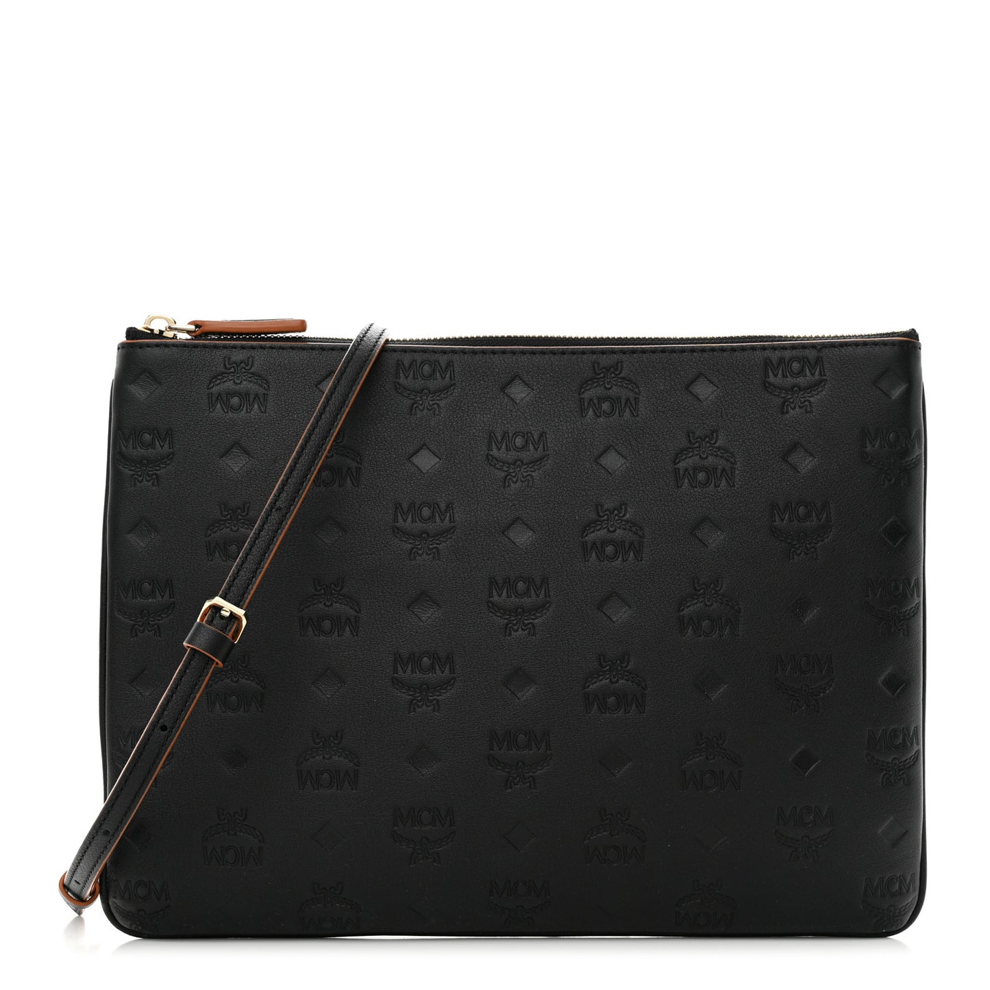 Calfskin Ottomar Monogram Medium Crossbody Pouch Black