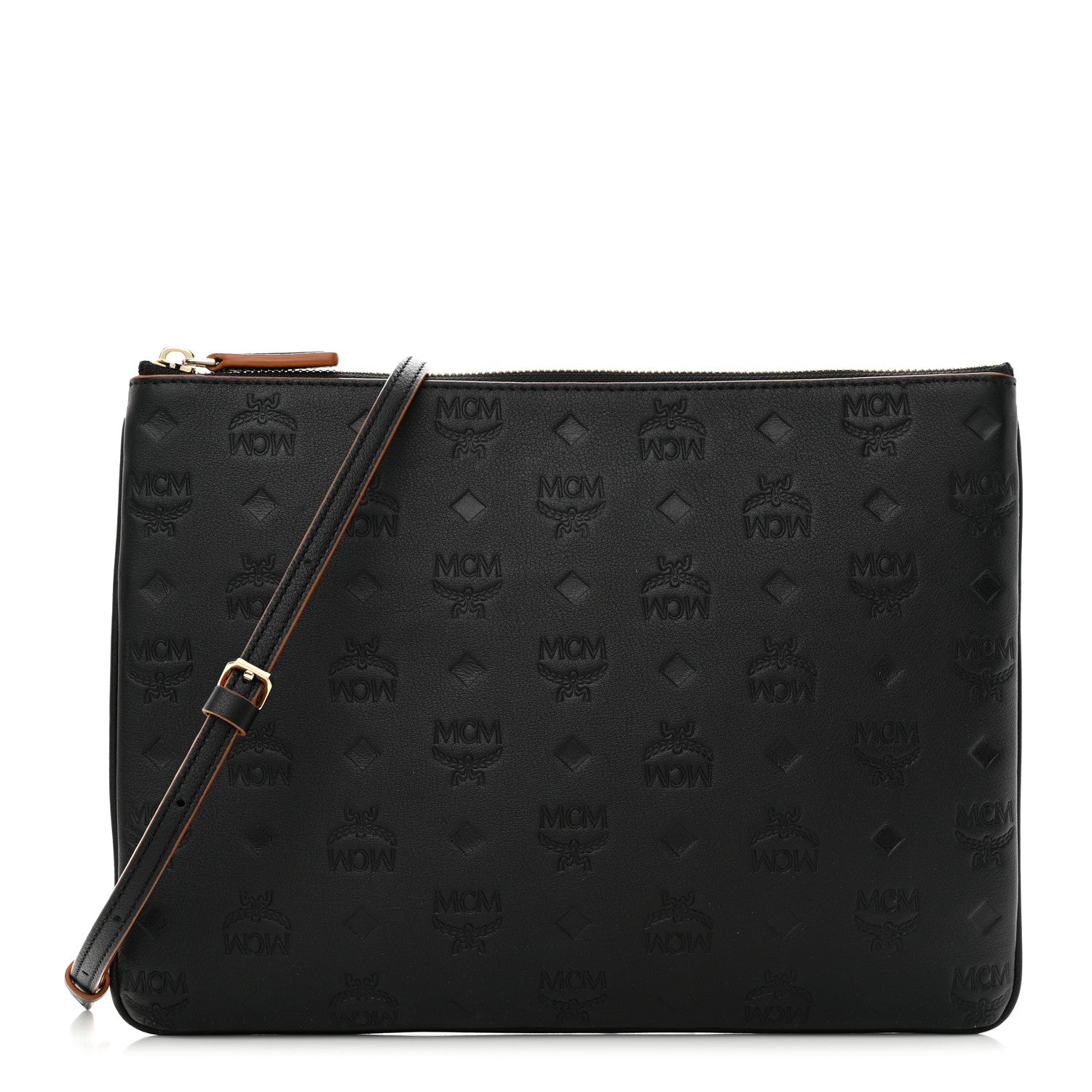 MCM Calfskin Ottomar Monogram Medium Crossbody Pouch Black 1 of 9