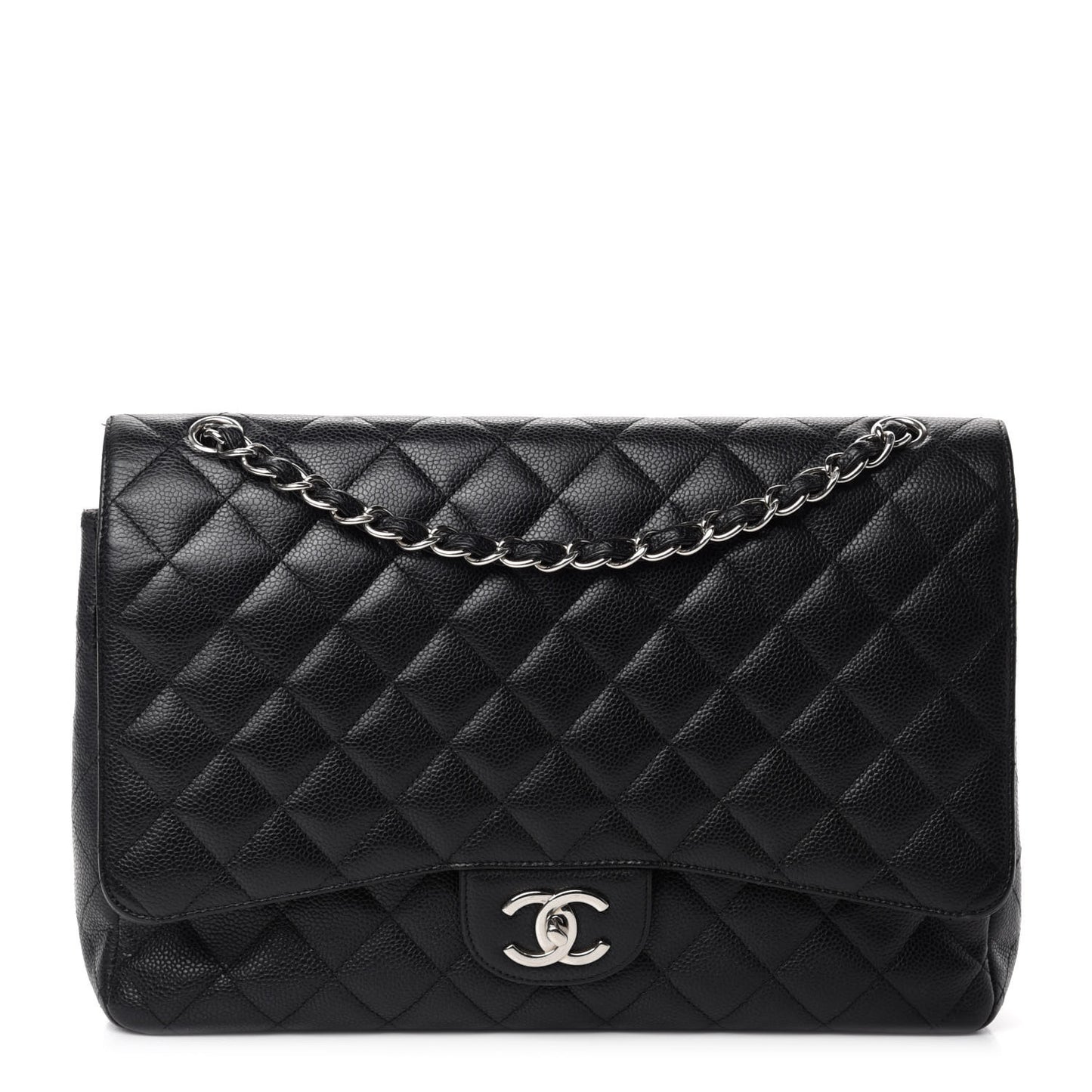 Caviar Quilted Maxi Double Flap Black