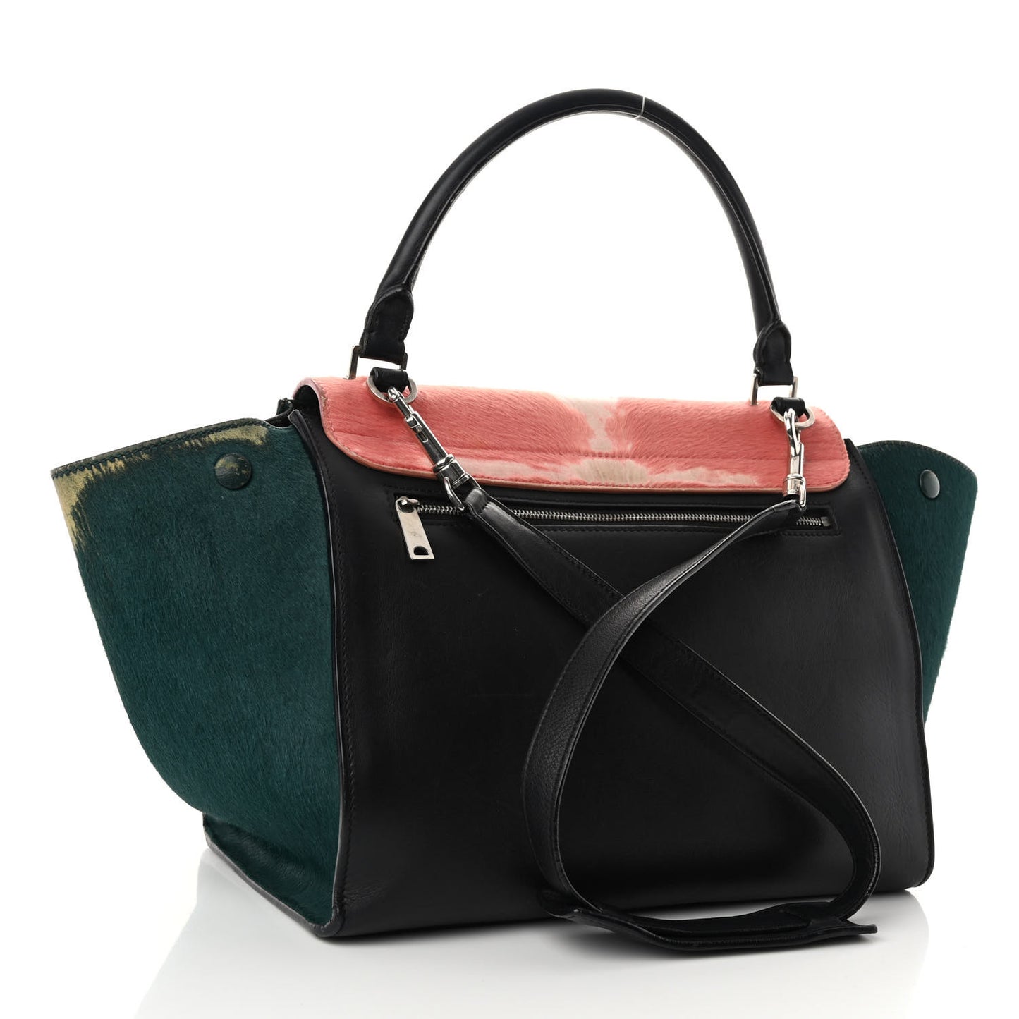Pony Hair Smooth Calfskin Medium Tri-Color Trapeze Pink Green Black