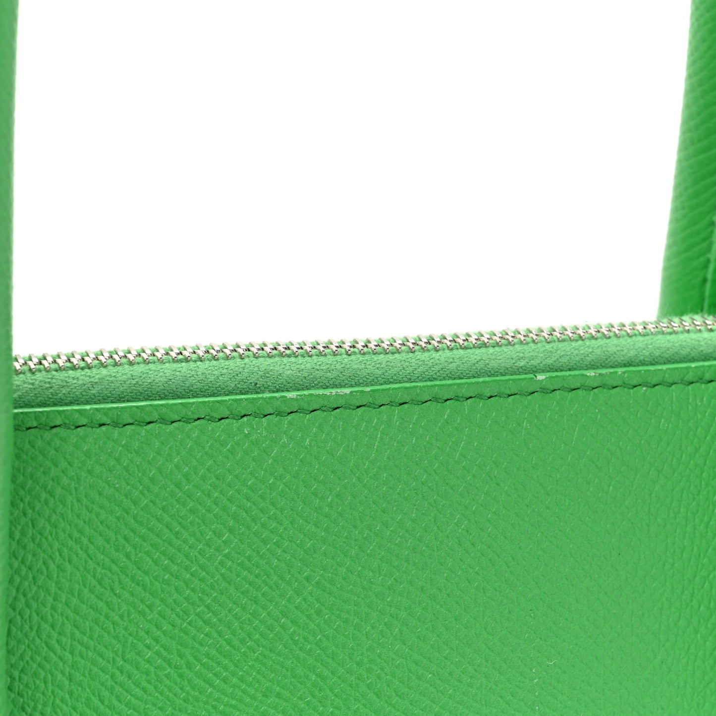 Signature Grained Calfskin Logo M Ville Top Handle Bag Green