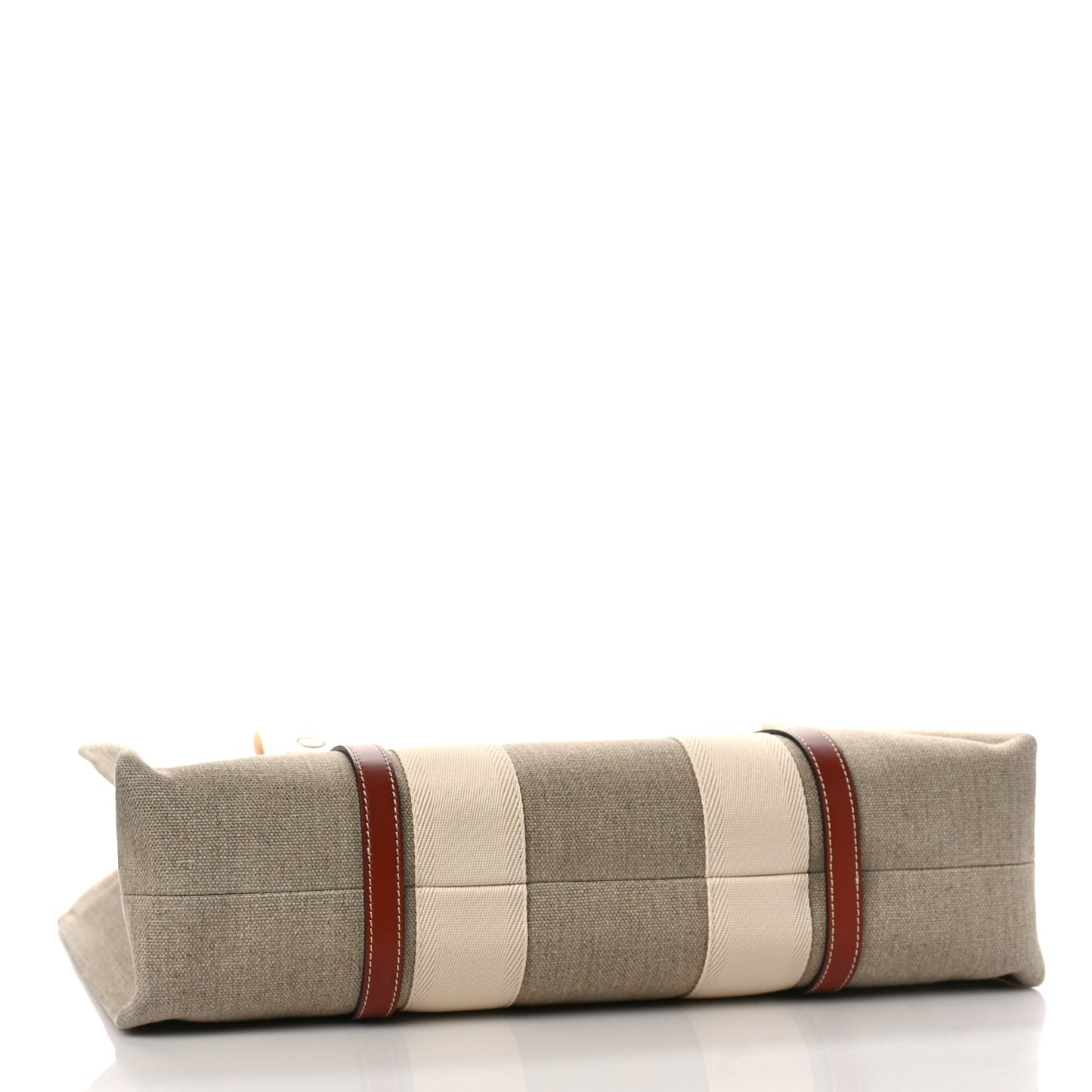 Cotton Calfskin Large Woody Ribbon Tote White Brown