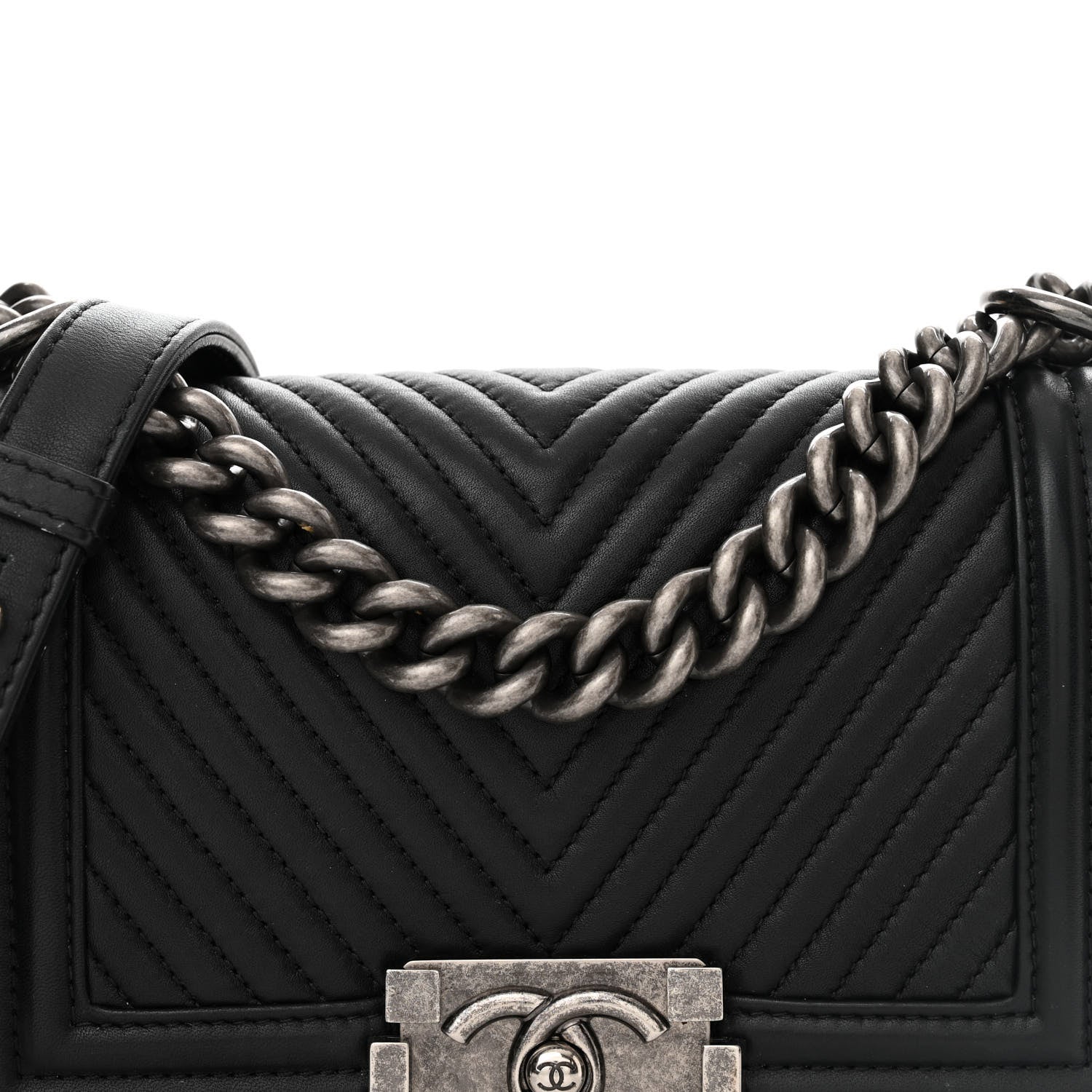 Chanel Calfskin Chevron Quilted Small Boy Flap Black 8 of 13