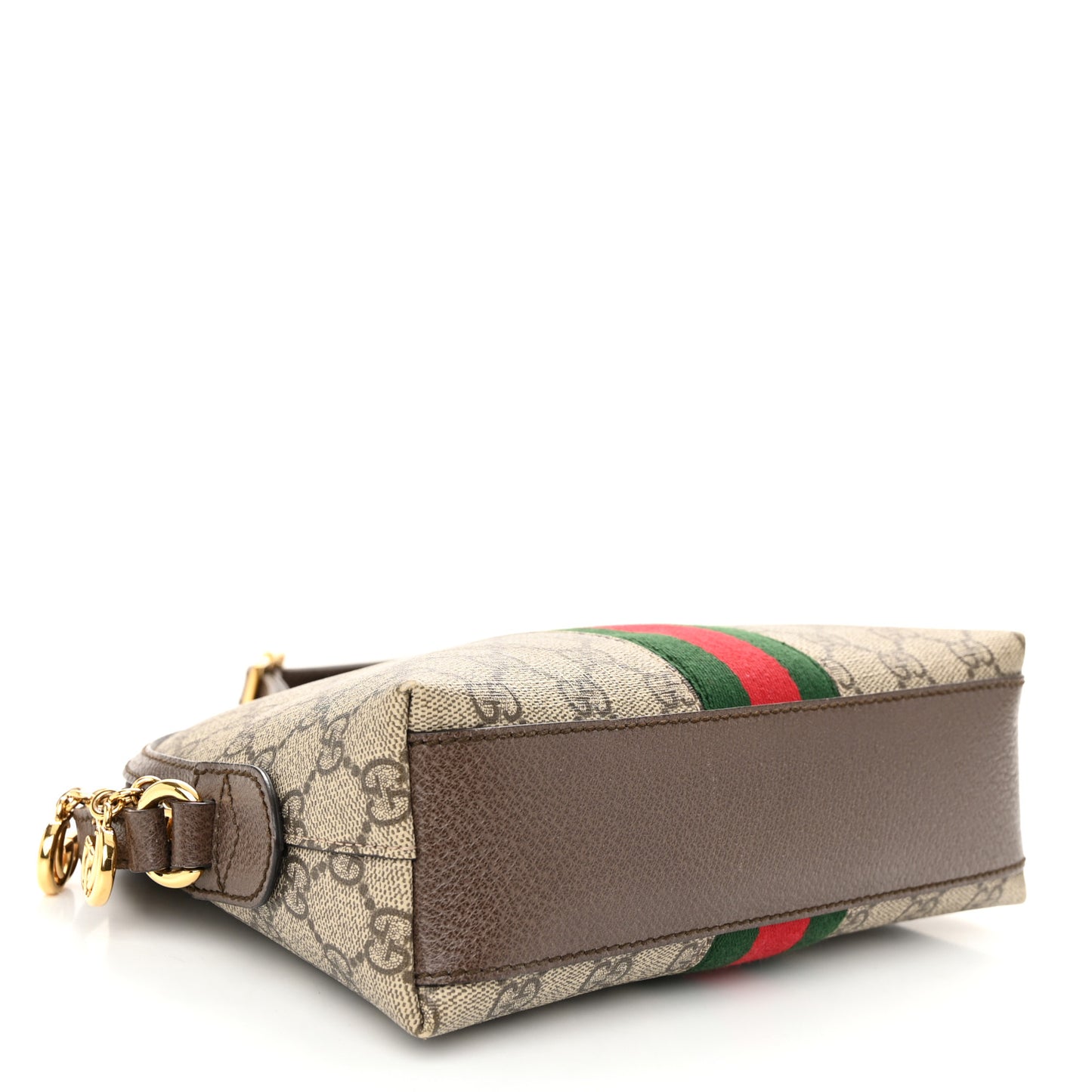 GG Supreme Monogram Textured Dollar Calfskin Web Small Ophidia Dome Shoulder Bag Beige Ebony New Acero