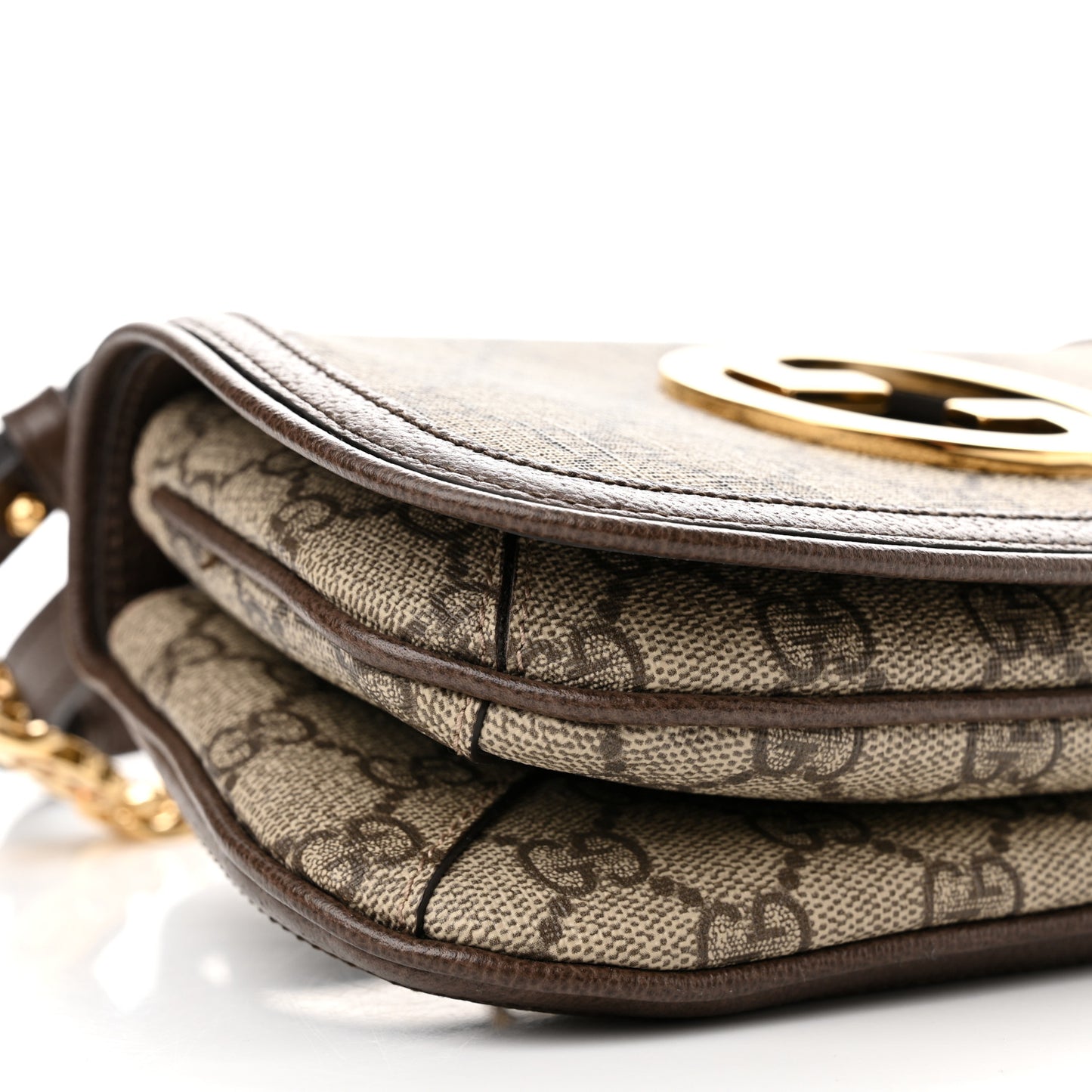 GG Supreme Monogram Textured Dollar Calfskin Mini Blondie Chain Shoulder Flap Bag Beige Ebony New Acero