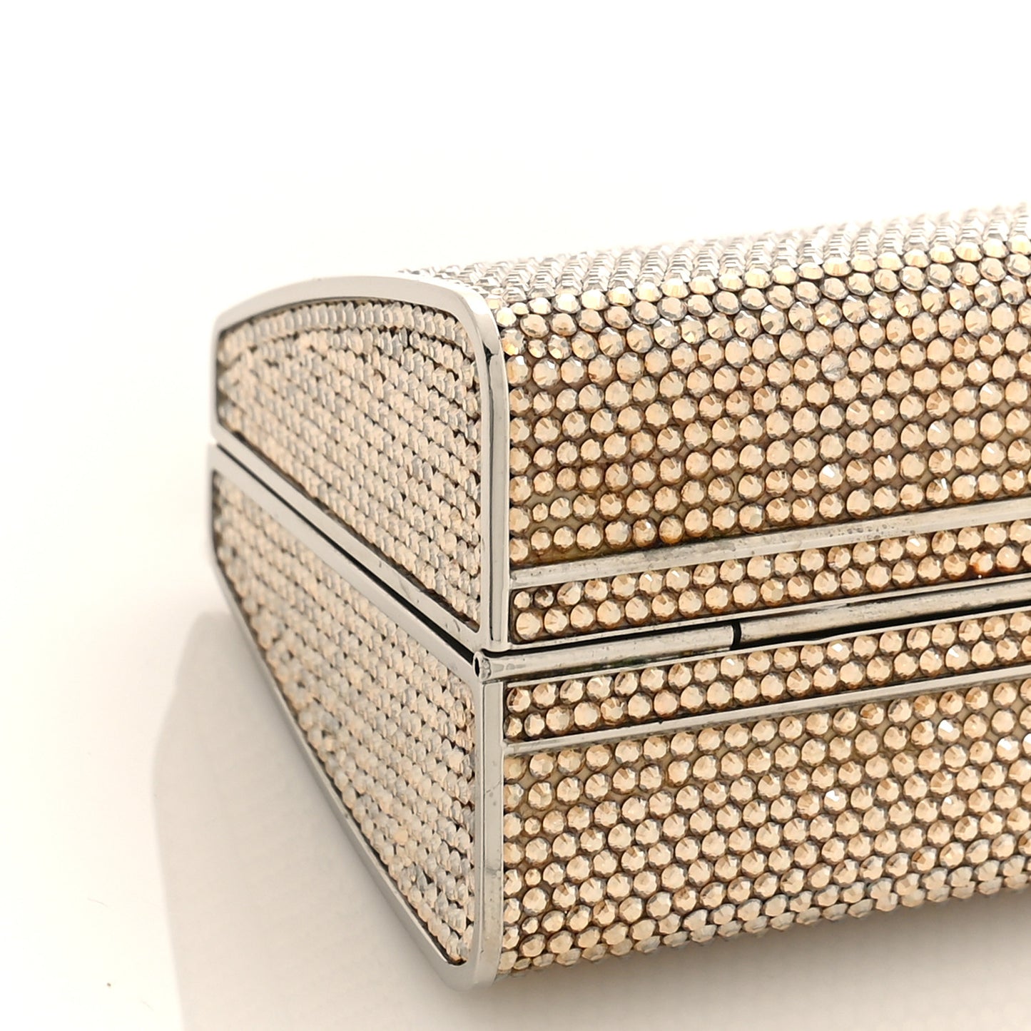 Swarovski Crystal Top Handle Minaudiere Clutch Gold