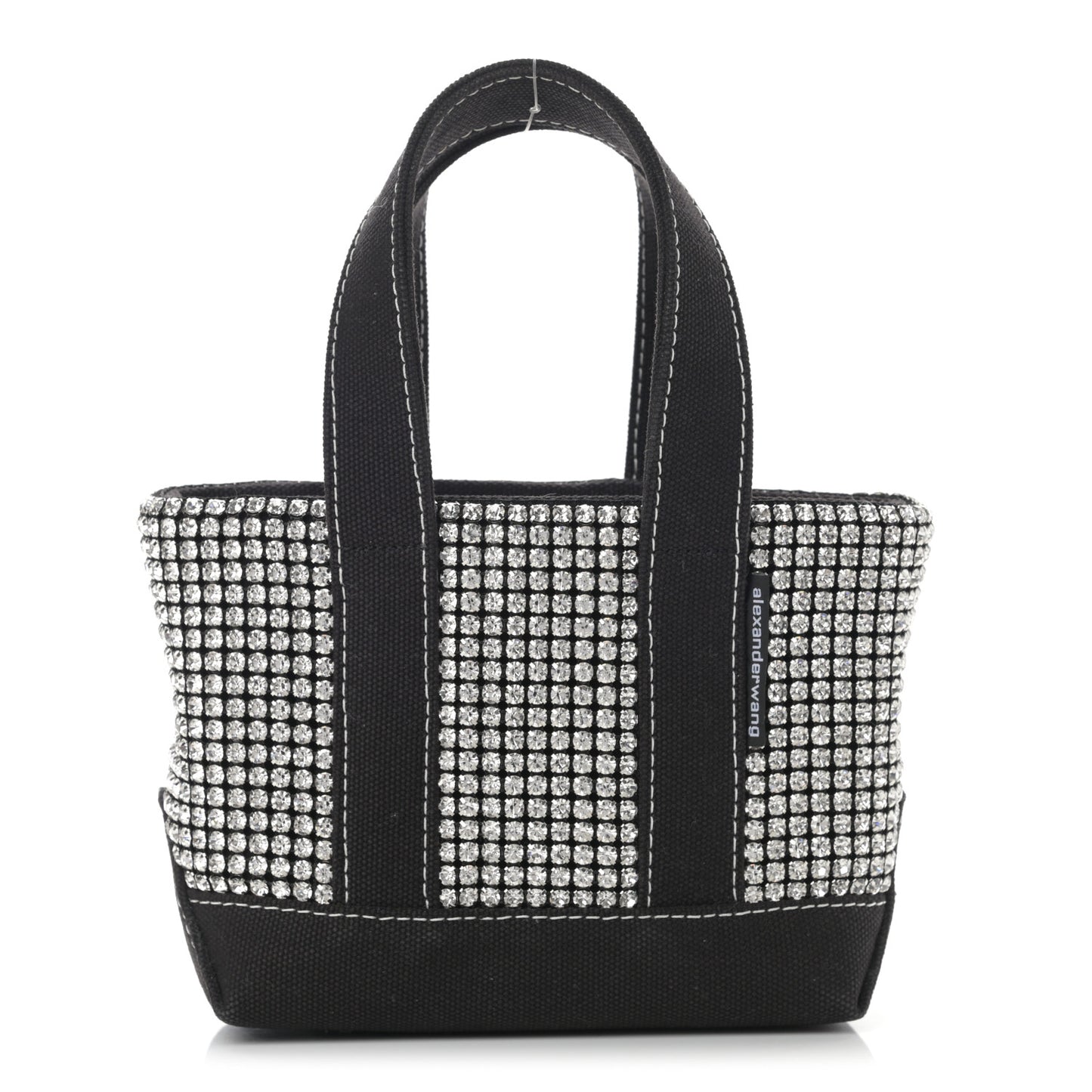 Mesh Crystal Rhinestone Mini Crusier Tote Black Silver