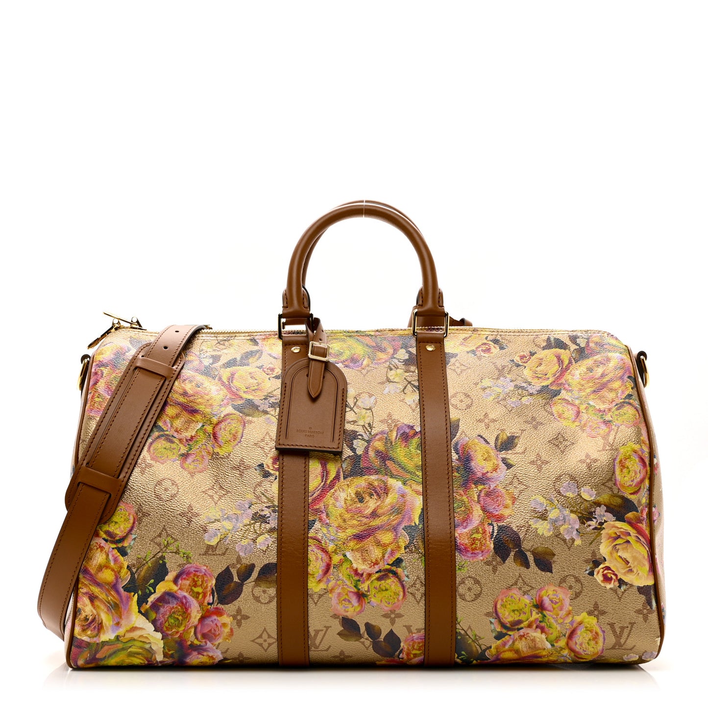 Metallic Monogram LV Garden Keepall Bandouliere 45 Gold