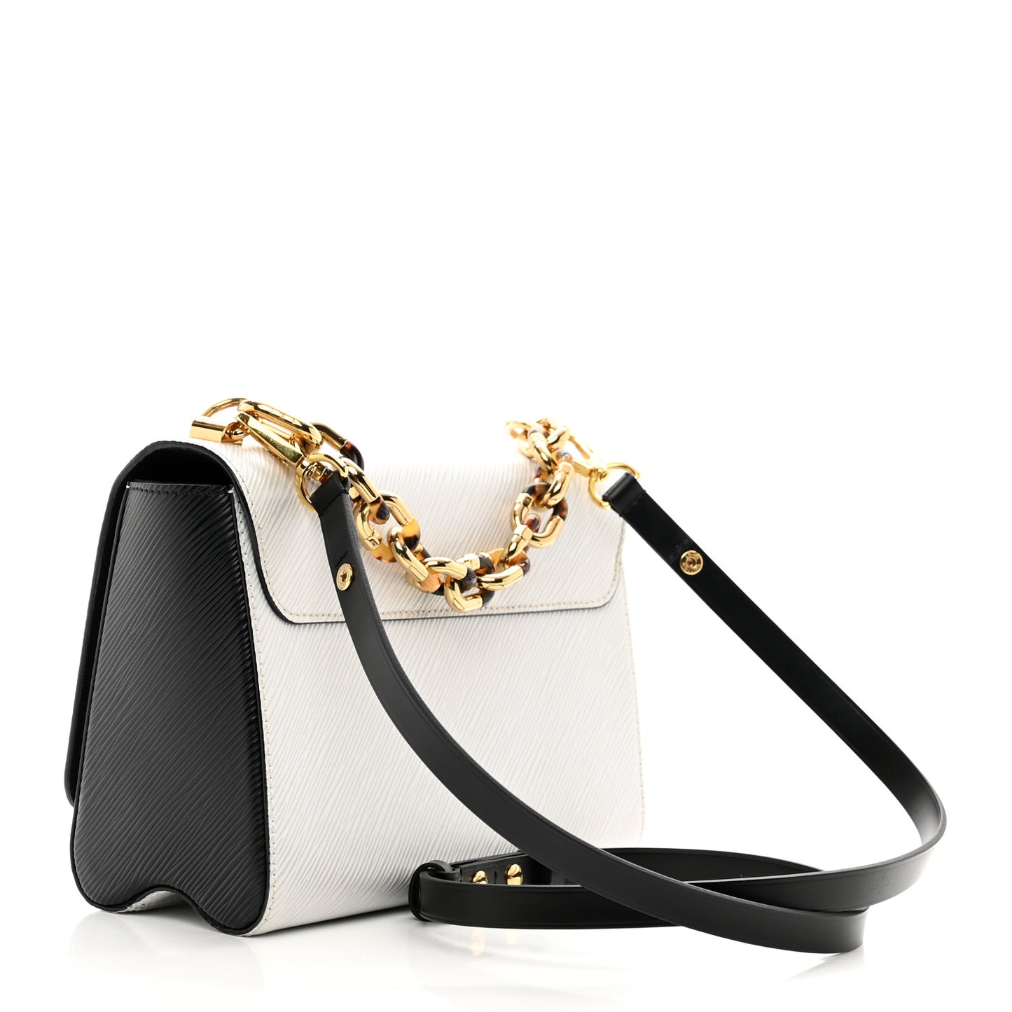 Epi Tortoiseshell Twist Shoulder Bag MM Black White