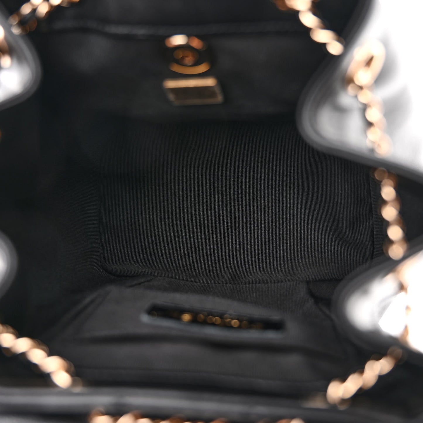 Lambskin Quilted Small Duma Drawstring Backpack Black