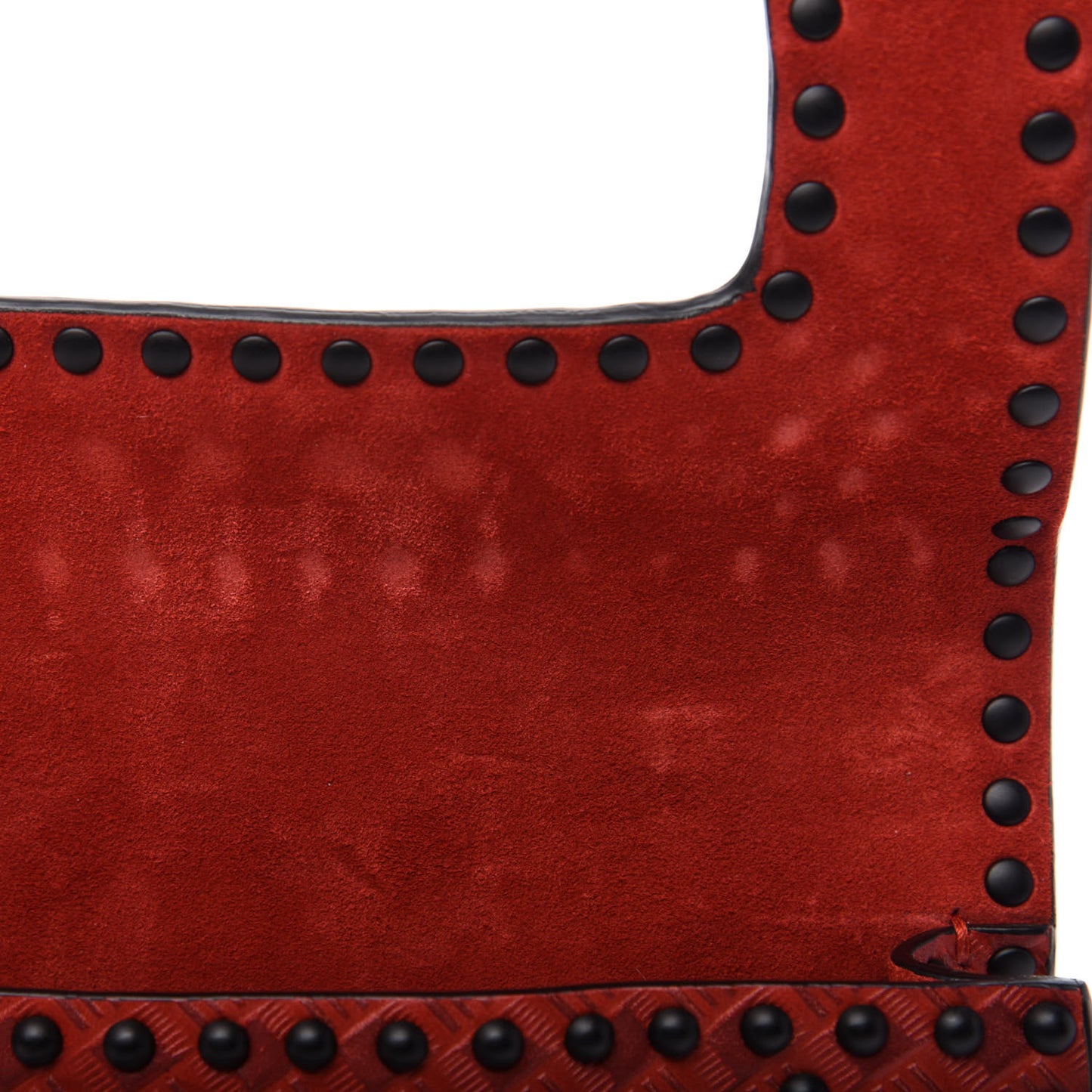 Calfskin Embossed Cannage Studded Mini J'Adior Chain Flap Bag Red