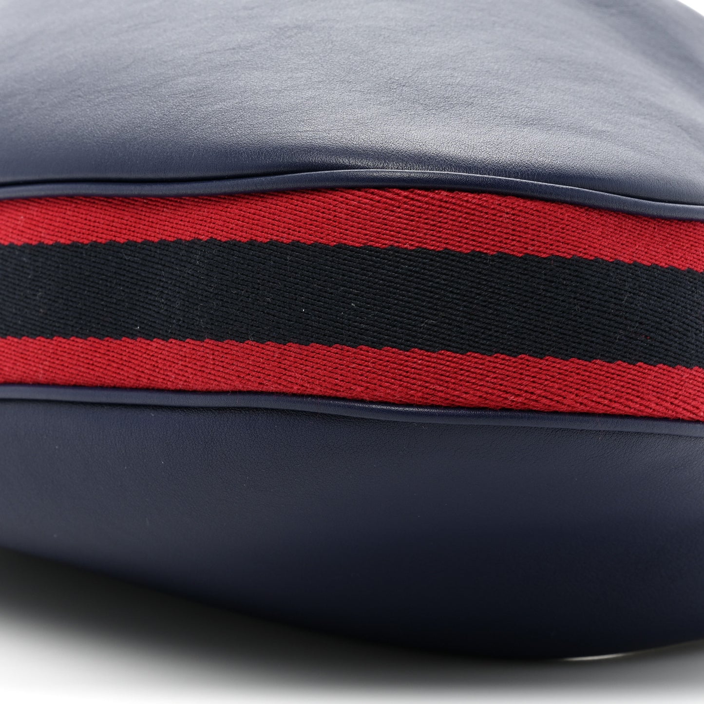 Aria Calfskin Web Large Attache Shoulder Bag Navy
