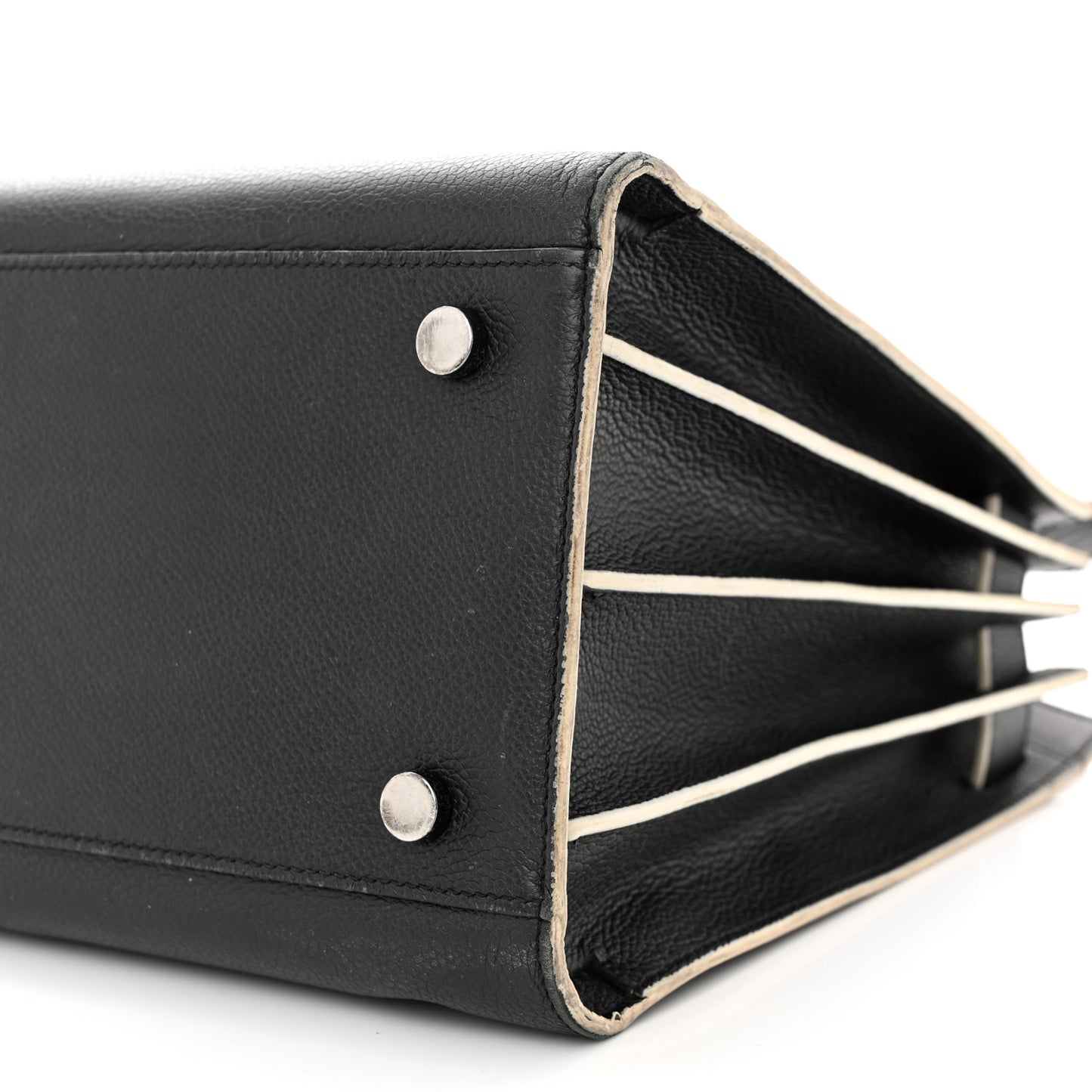 Calfskin Small Sac De Jour Black White