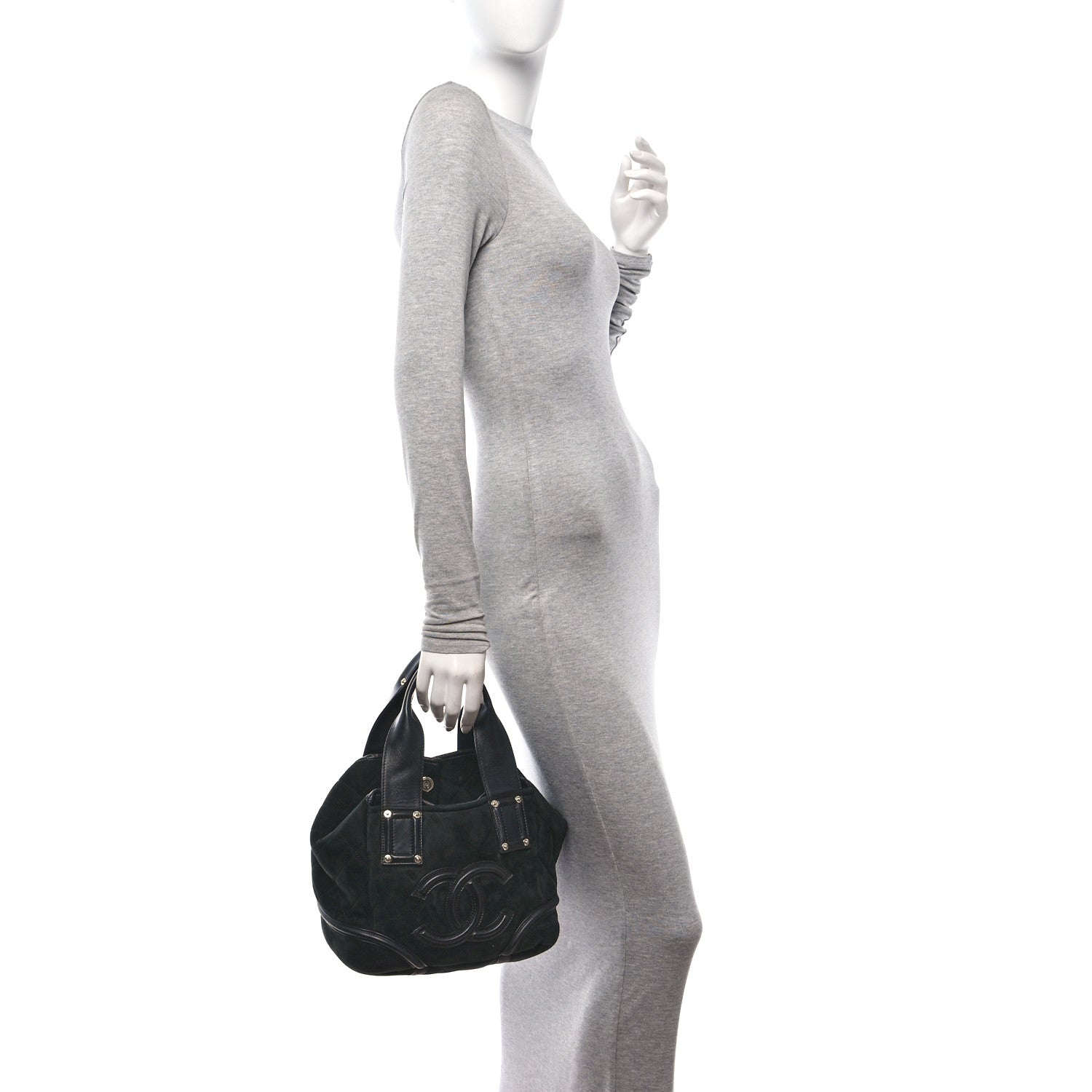 Chanel Suede Sparkling Winter Tote Black 2 of 10
