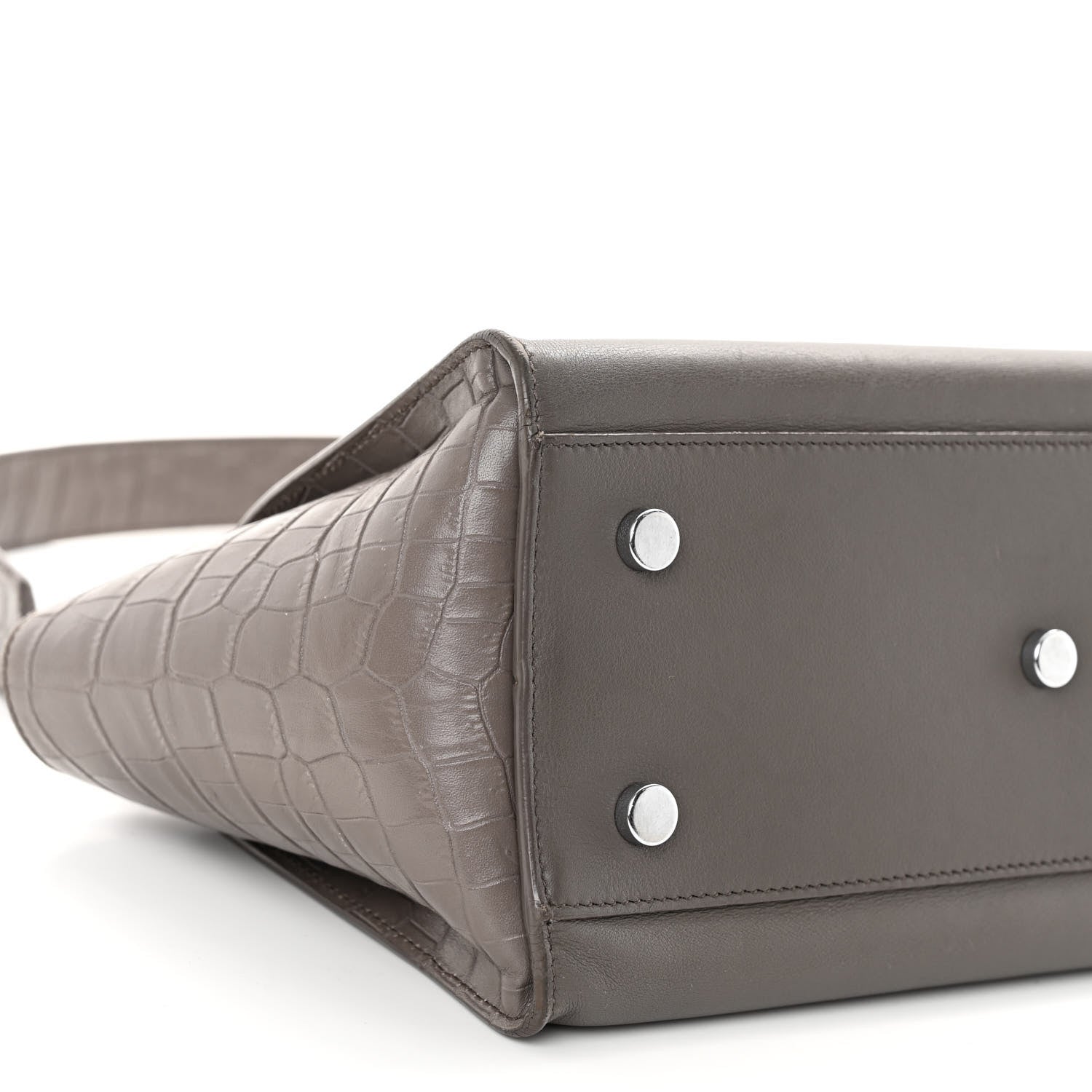 Saint Laurent Smooth Calfskin Crocodile Embossed Baby Monogram Downtown Cabas Earth 8 of 10