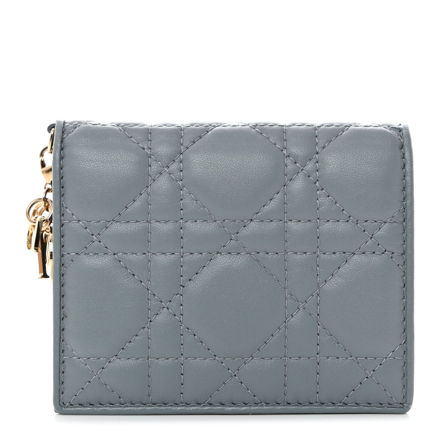 Lambskin Cannage Mini Lady Dior Wallet Cloud Blue
