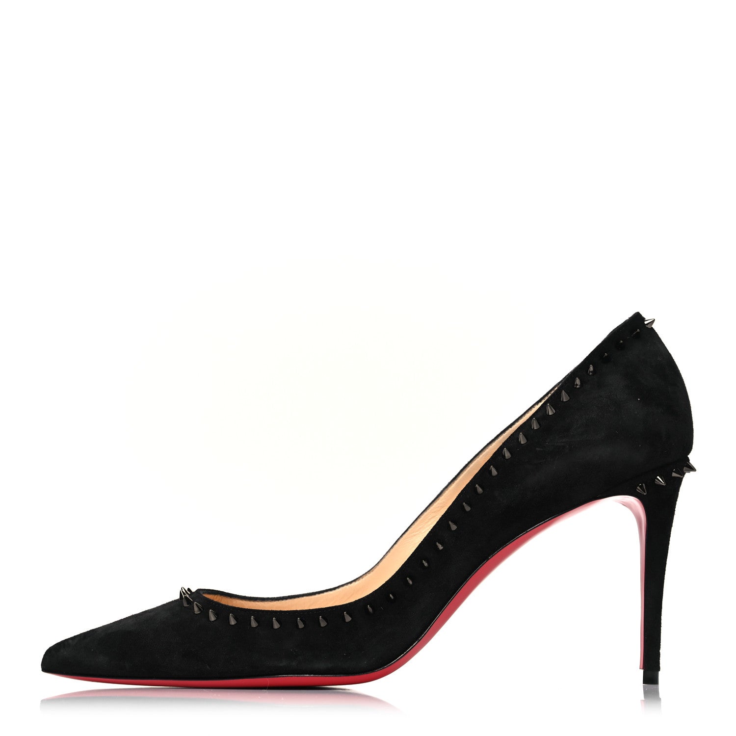 Christian Louboutin Veau Velours Anjalina 85 Pumps 41.5 Black Gun 1 of 9