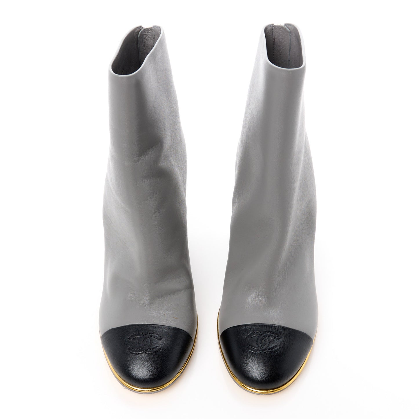 Lambskin Cap Toe Open Wedge 38 Grey Black