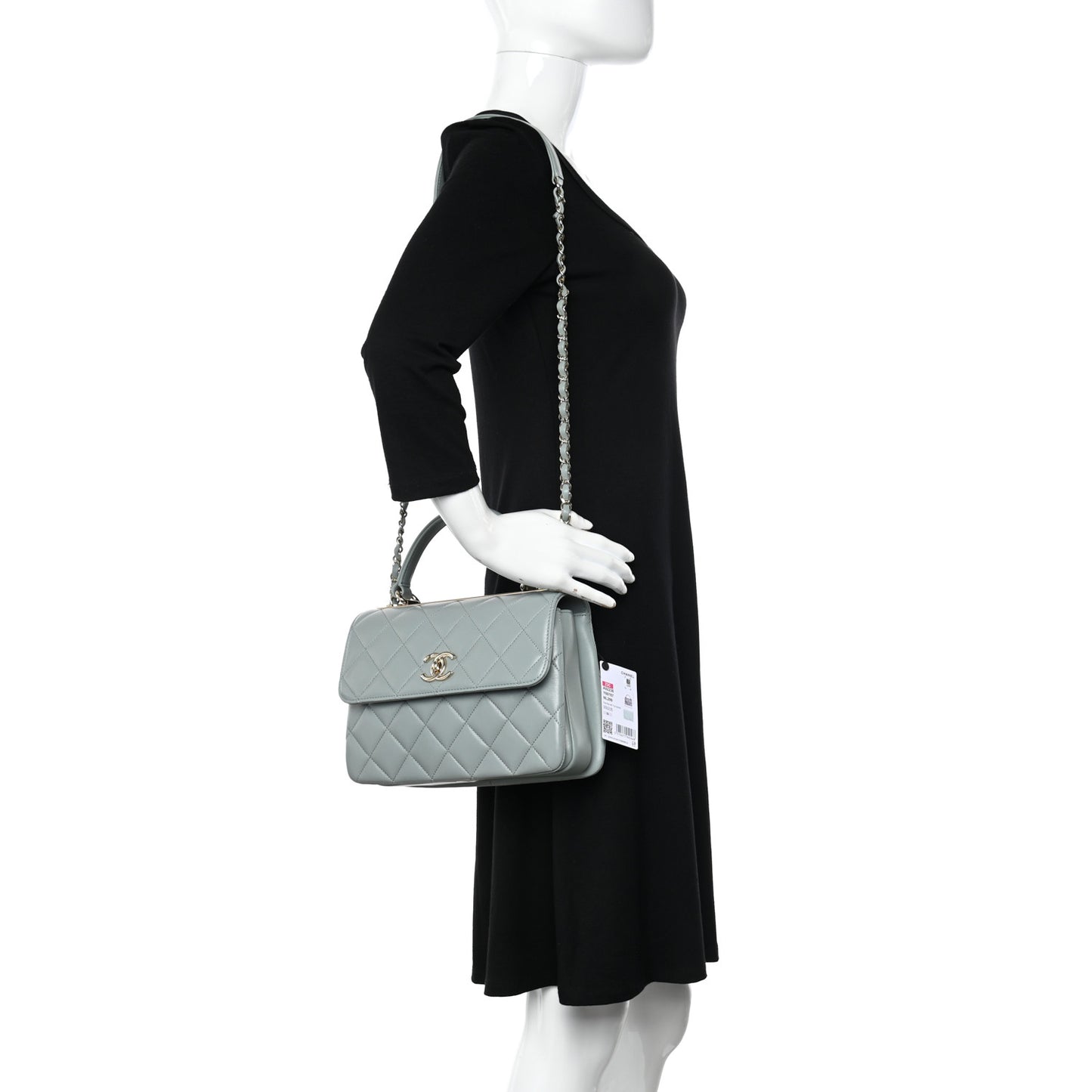 Lambskin Quilted Small Trendy CC Dual Handle Flap Bag Grey
