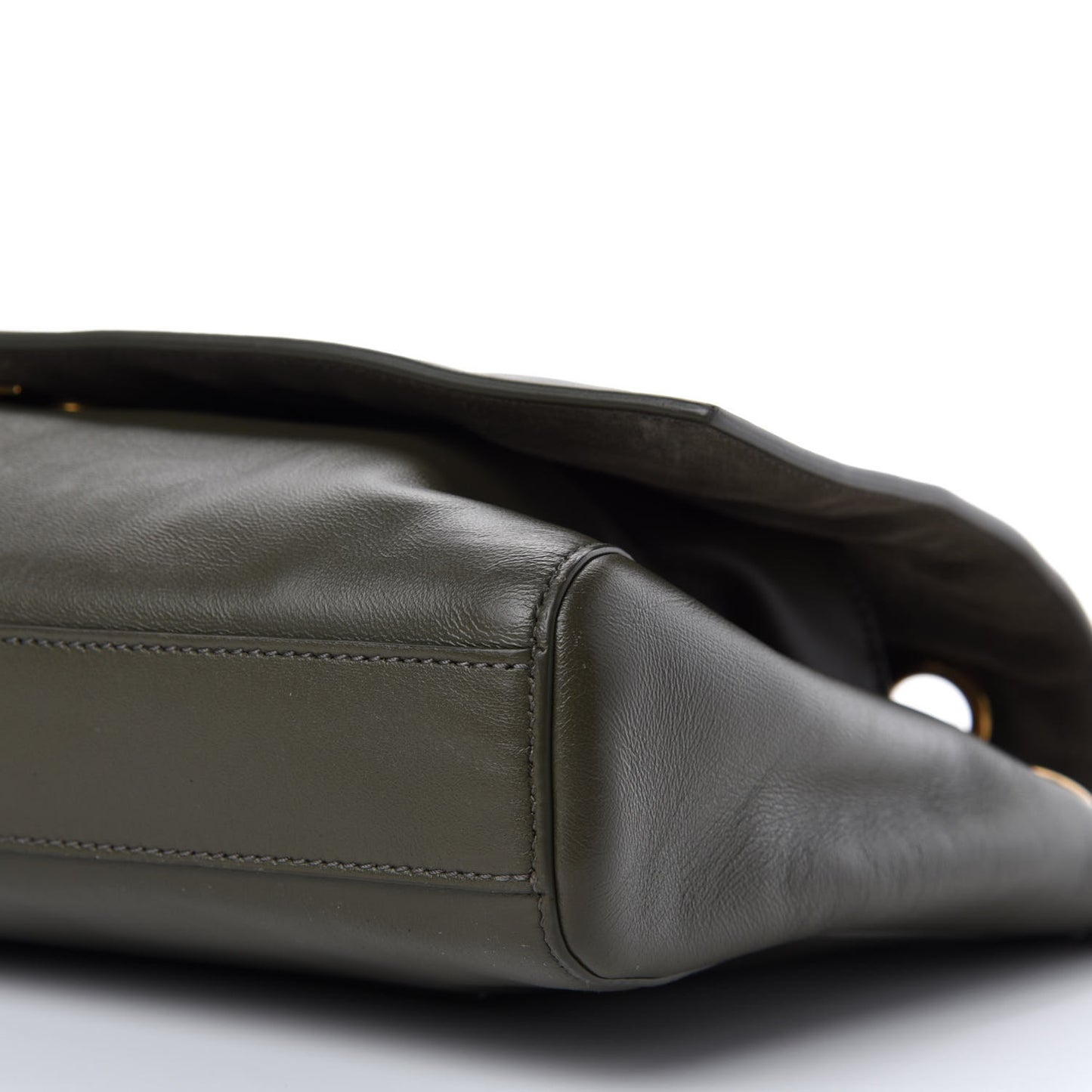 Smooth Calfskin Suede Medium Reversible Monogram Kate Satchel Olive