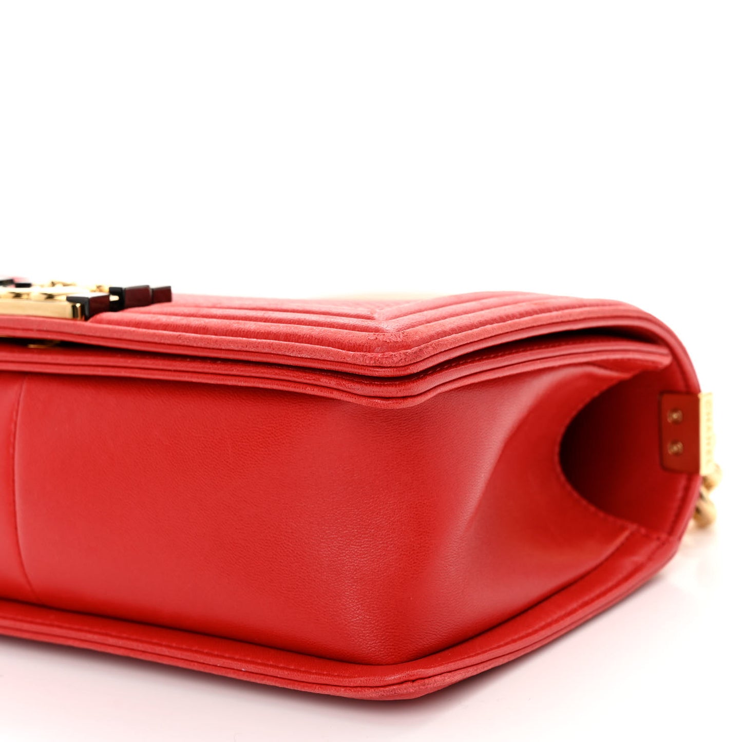 Lambskin Embossed Medium Boy Cube Flap Red